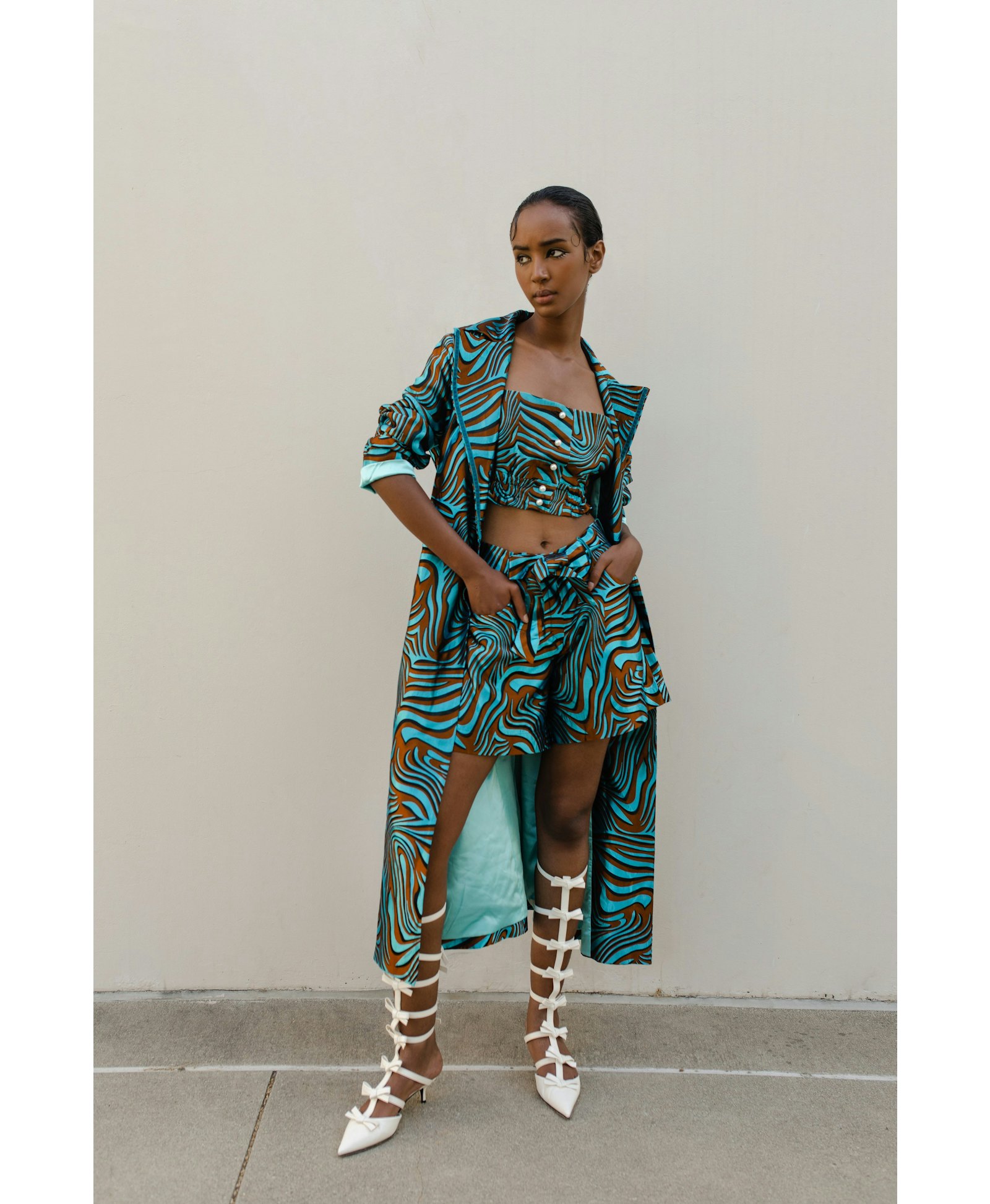 Mint Printed shorts made by ANDREEVA
