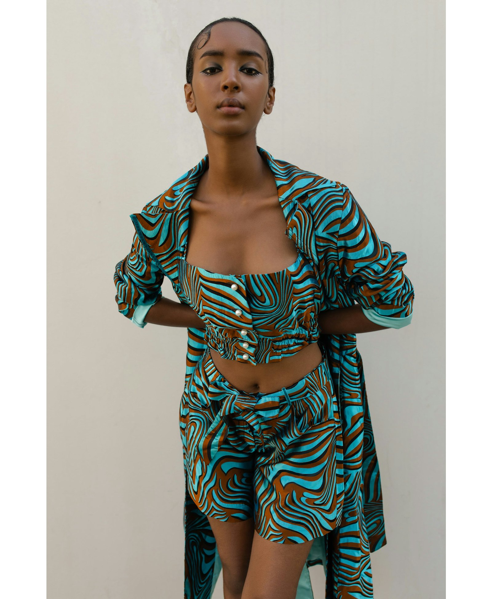 Mint Printed shorts made by ANDREEVA