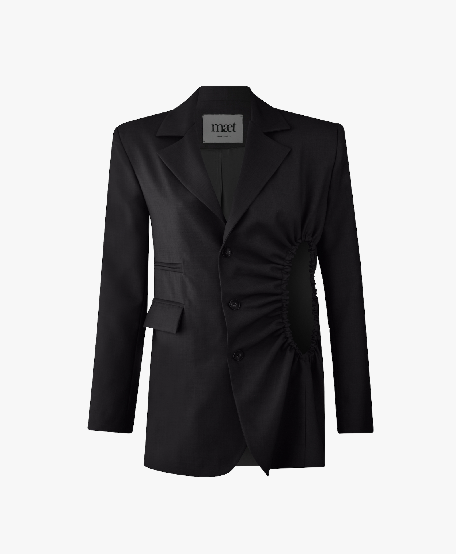 BRONTE Black Single-Breasted Jacket with Cut-Out Detail made by MAET