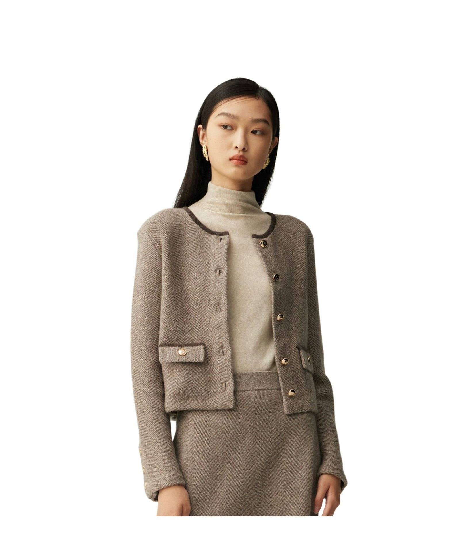 CASHMERE WOOL BLEND HERRINGBONE JACKET made by CRUSH Collection
