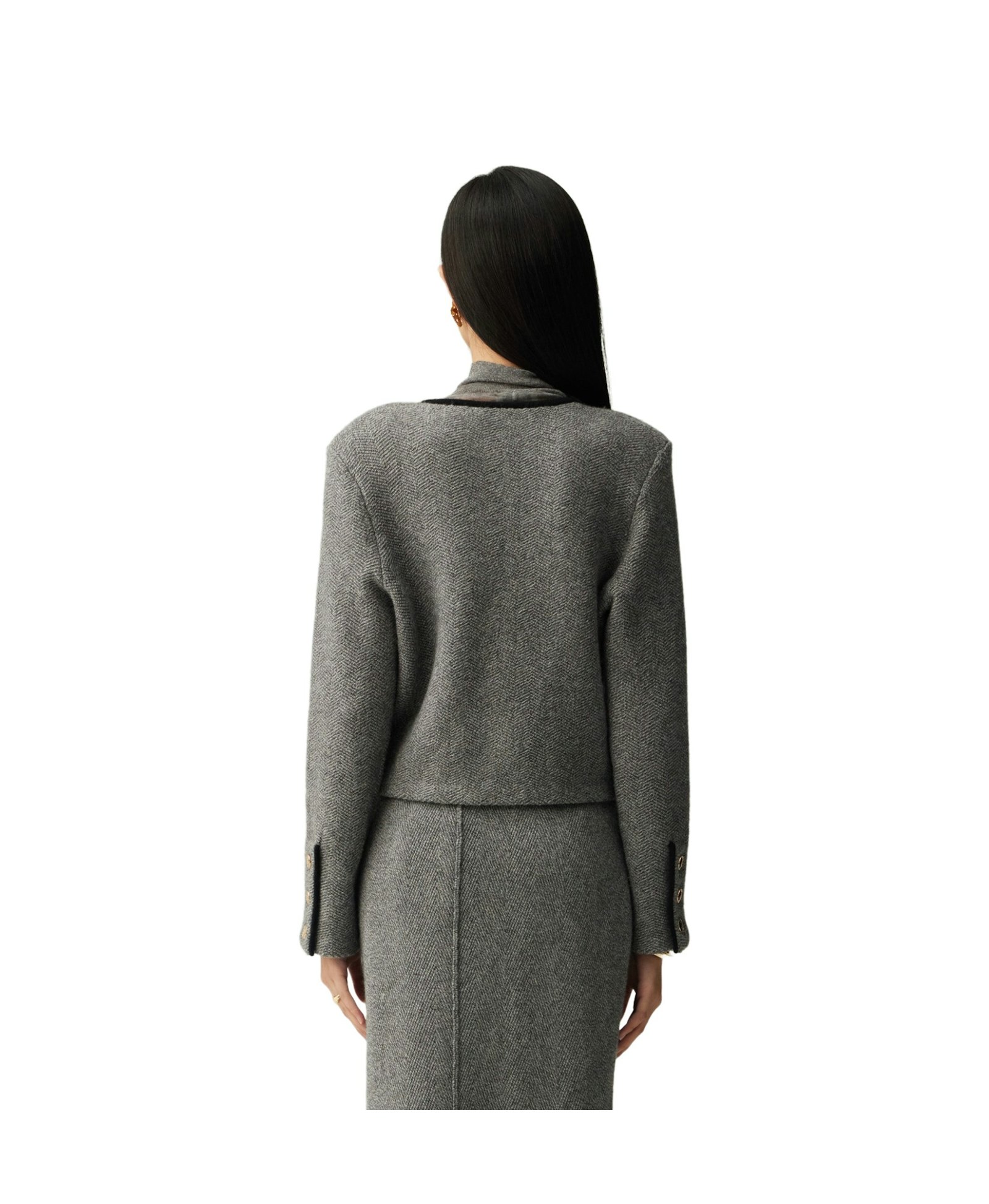 CASHMERE WOOL BLEND HERRINGBONE JACKET made by CRUSH Collection