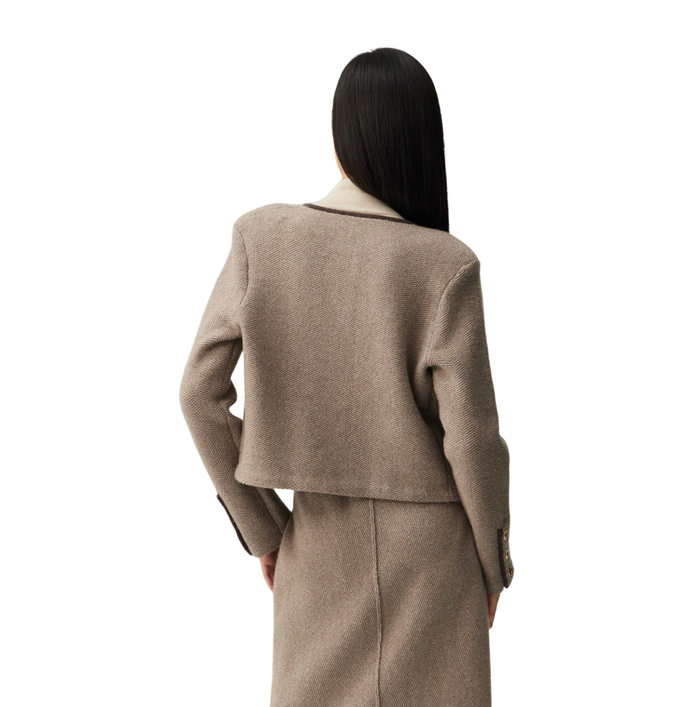 Shop CASHMERE WOOL BLEND HERRINGBONE JACKET from CRUSH Collection at Seezona Seezona