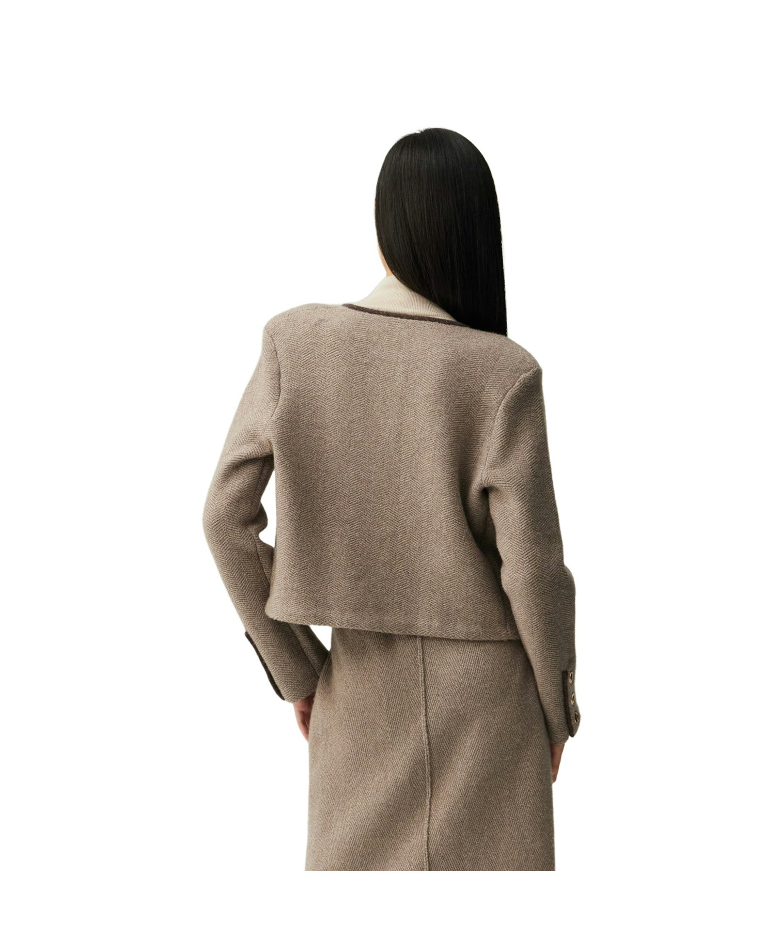 CASHMERE WOOL BLEND HERRINGBONE JACKET made by CRUSH Collection