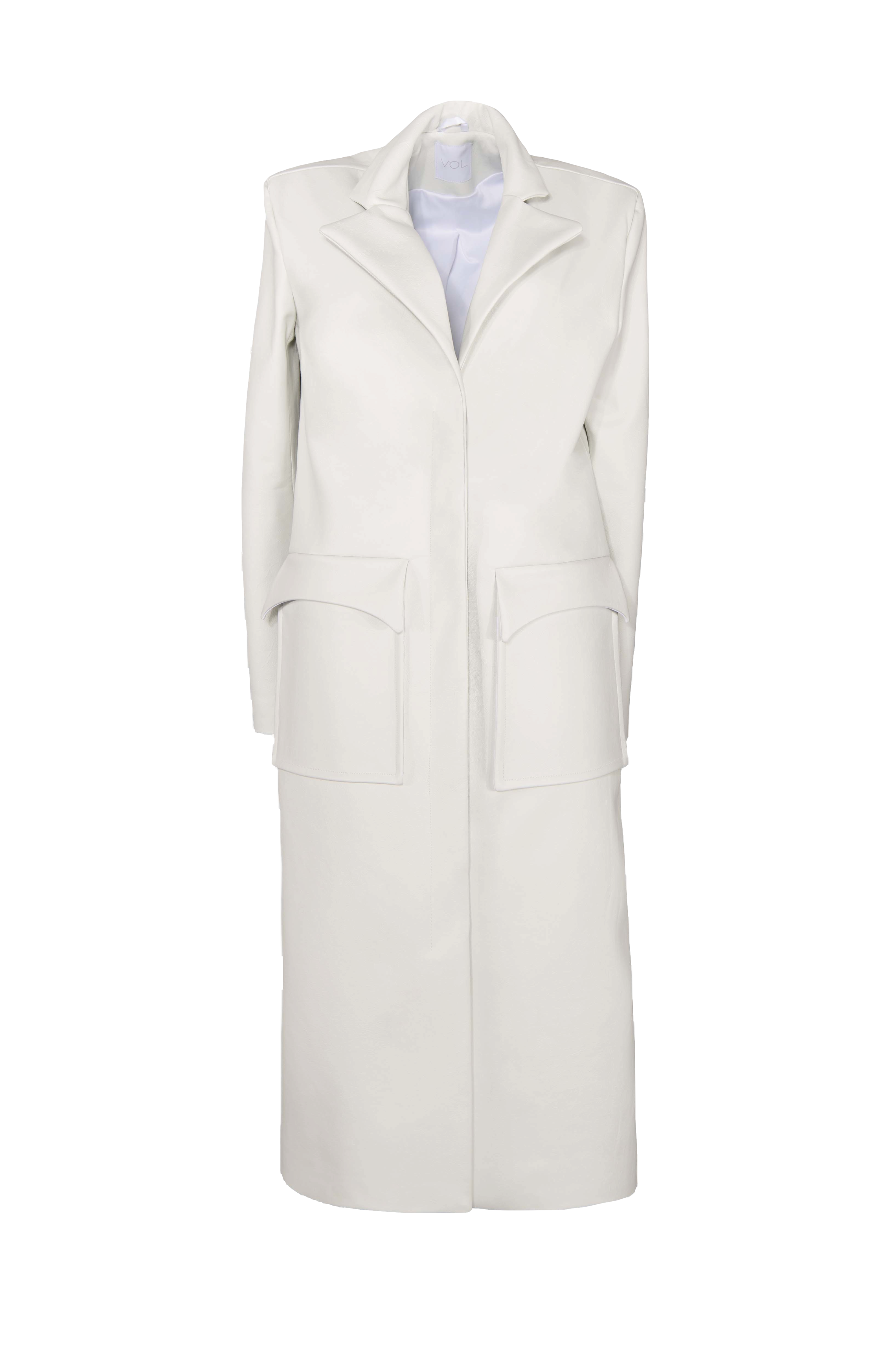 Vol Ice Leather Coat In White