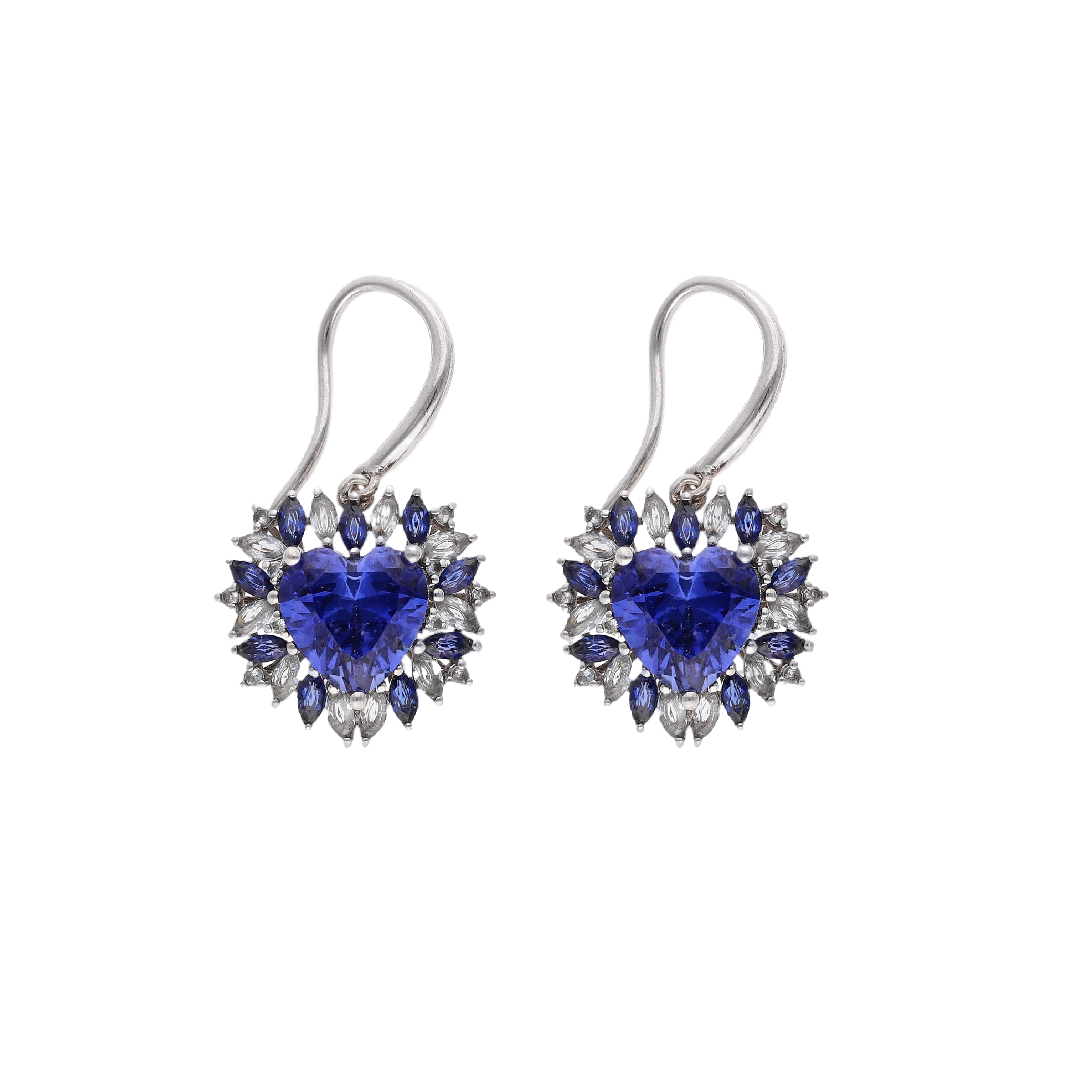 Leblanc Beating Heart Sapphire Earrings In Blue