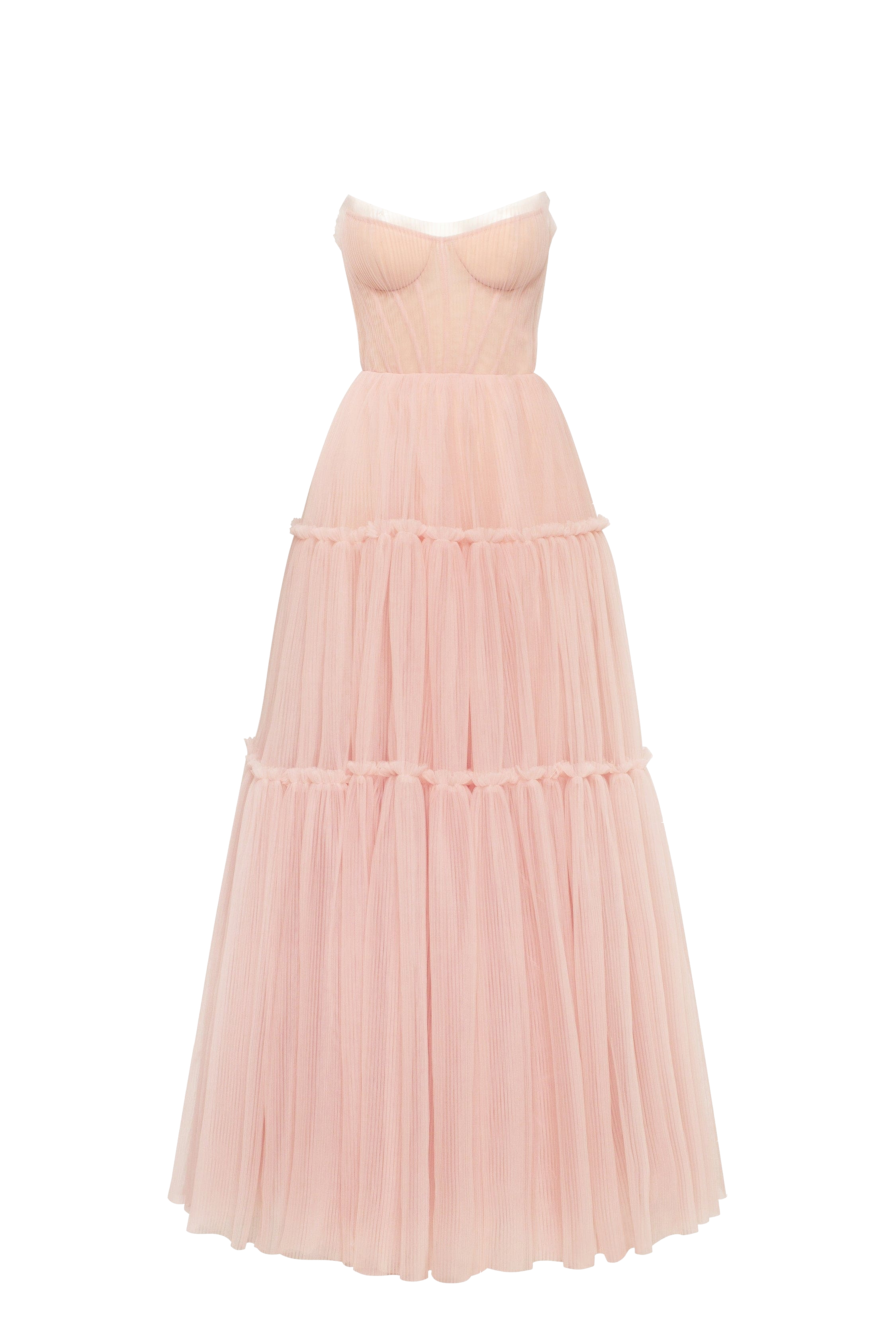 Shop Milla Misty Rose Tulle Maxi Dress With Ruffled Skirt, Garden Of Eden In Pink
