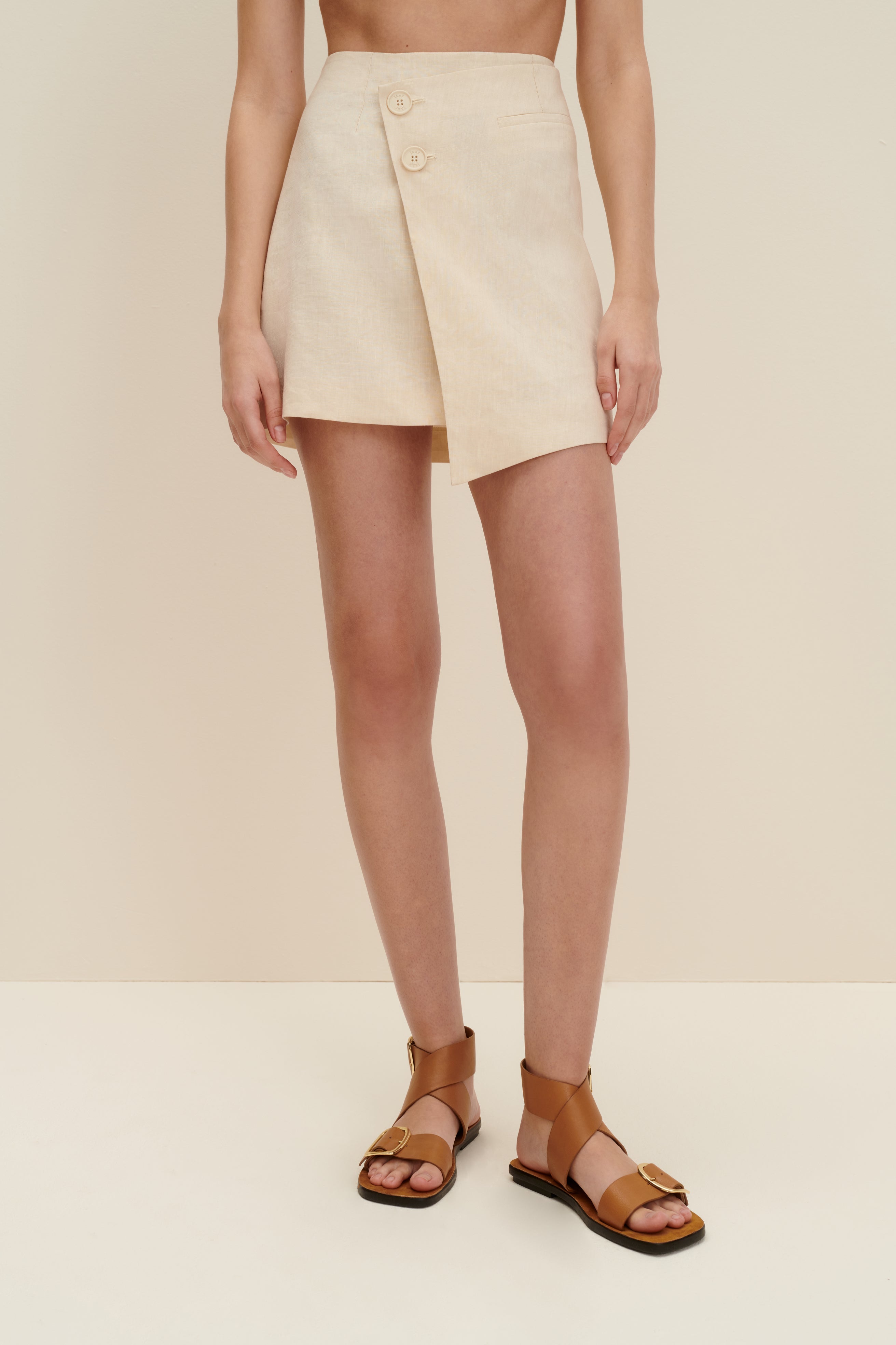 Shop Jaaf Asymmetric Mini Skirt In Sandy Beige