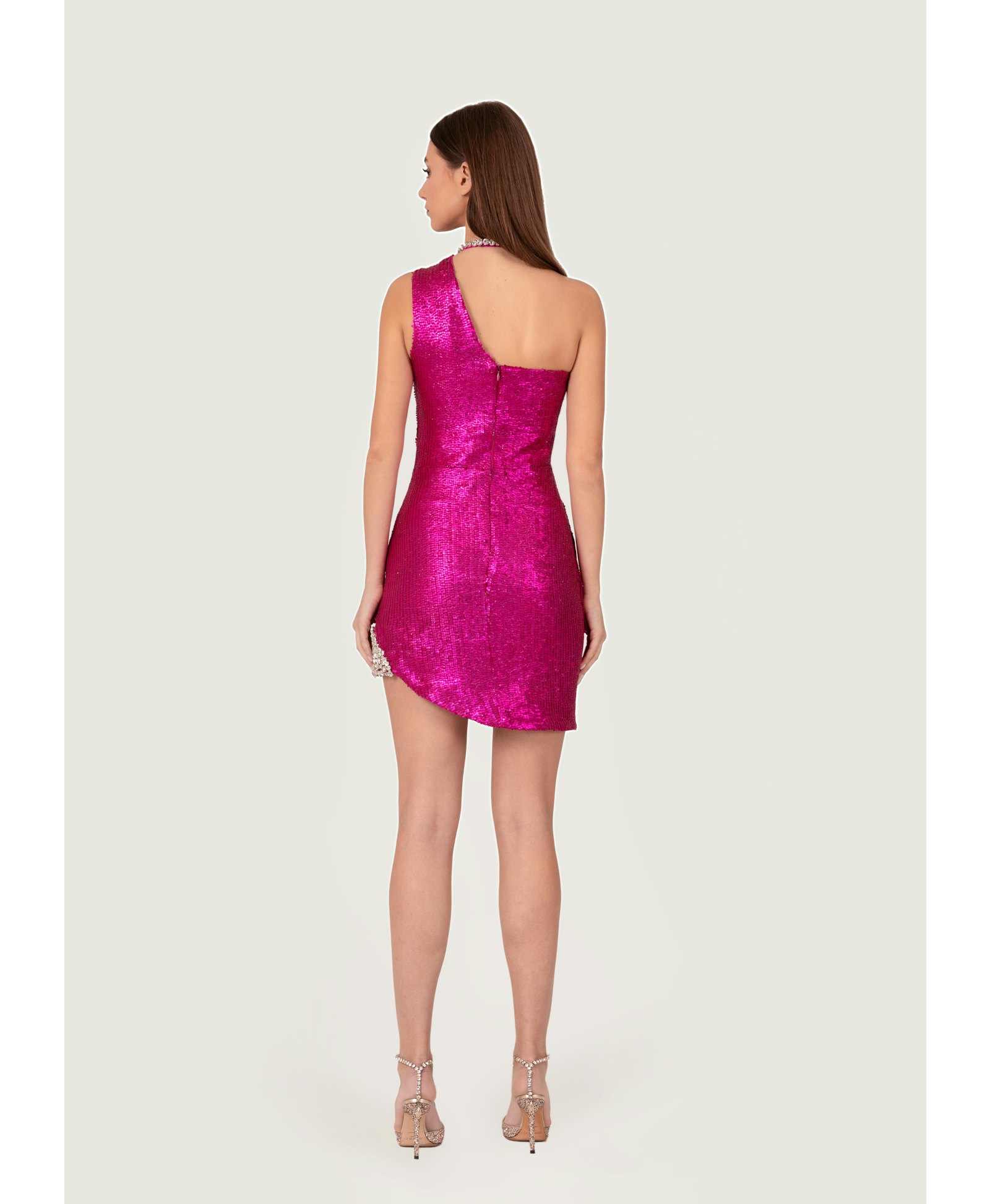 Fuchsia sequin mini dress made by Monika Dimova