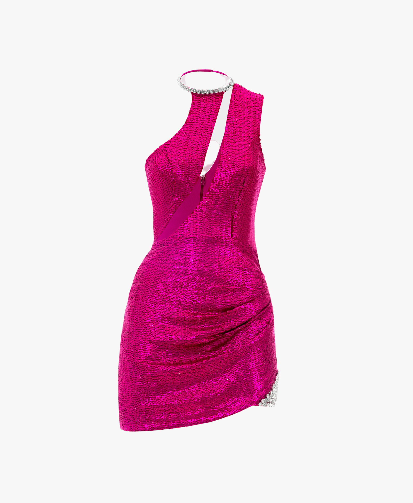Fuchsia sequin mini dress made by Monika Dimova