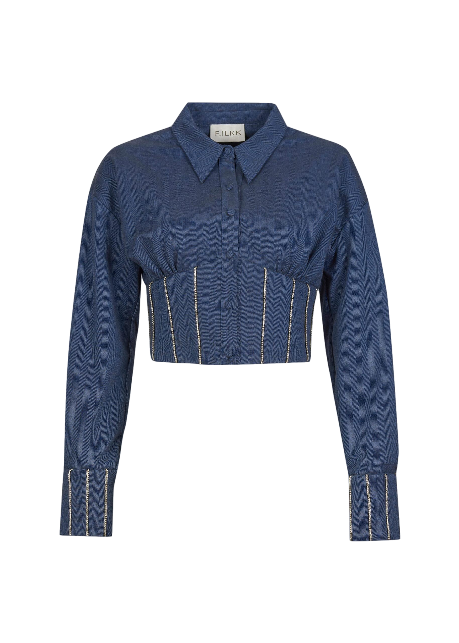 F.ilkk Navy Rhinestone Corset Shirt