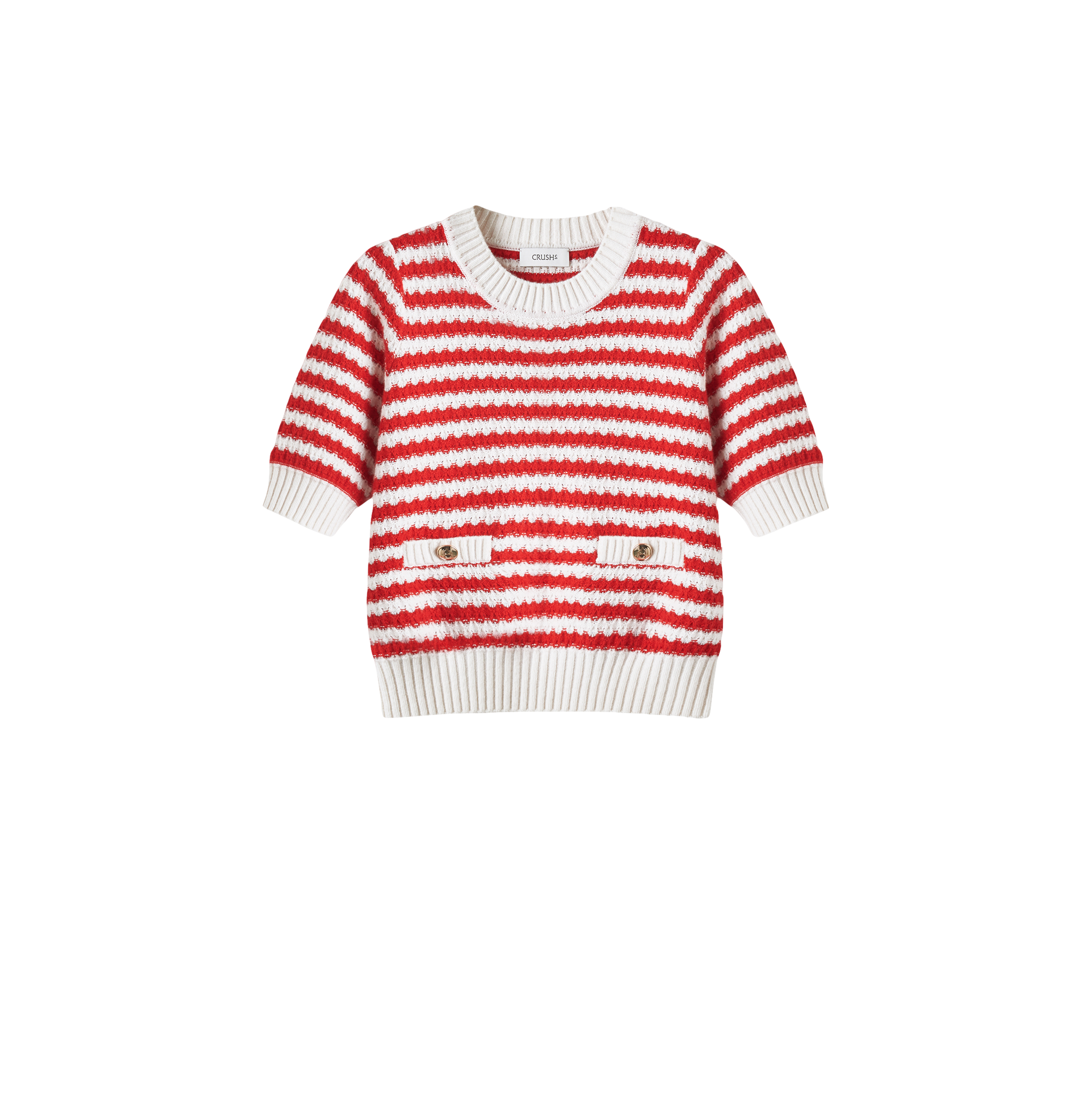 Crush Collection Cashmere Jacquard Striped Puff Short In Red