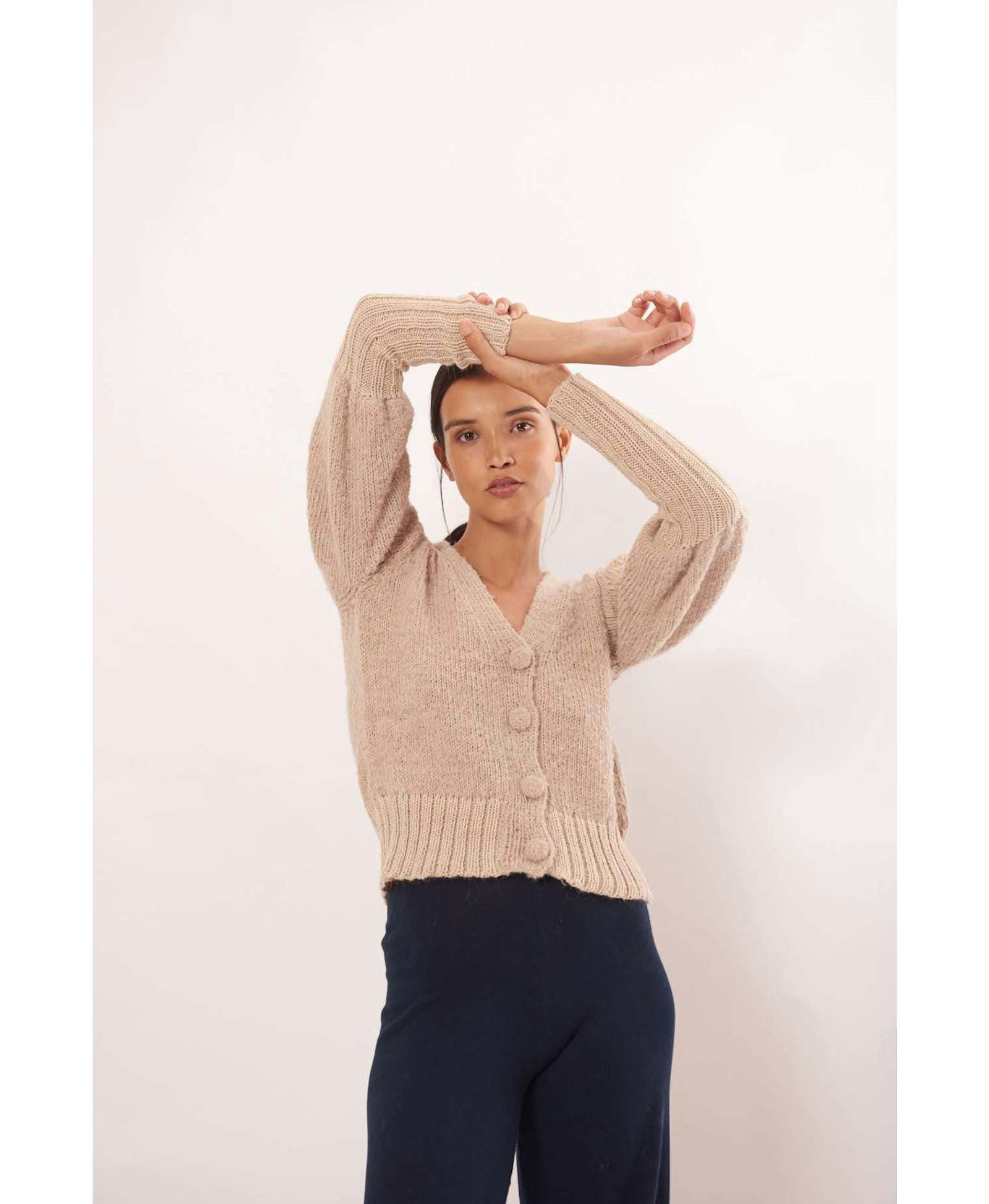 MORINGA Cardigan in Beige made by AYNI