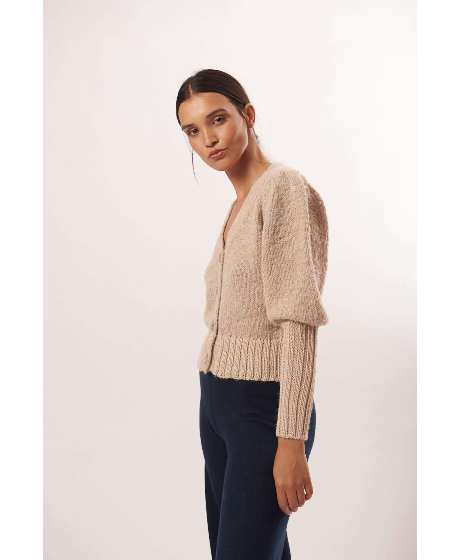 MORINGA Cardigan in Beige made by AYNI