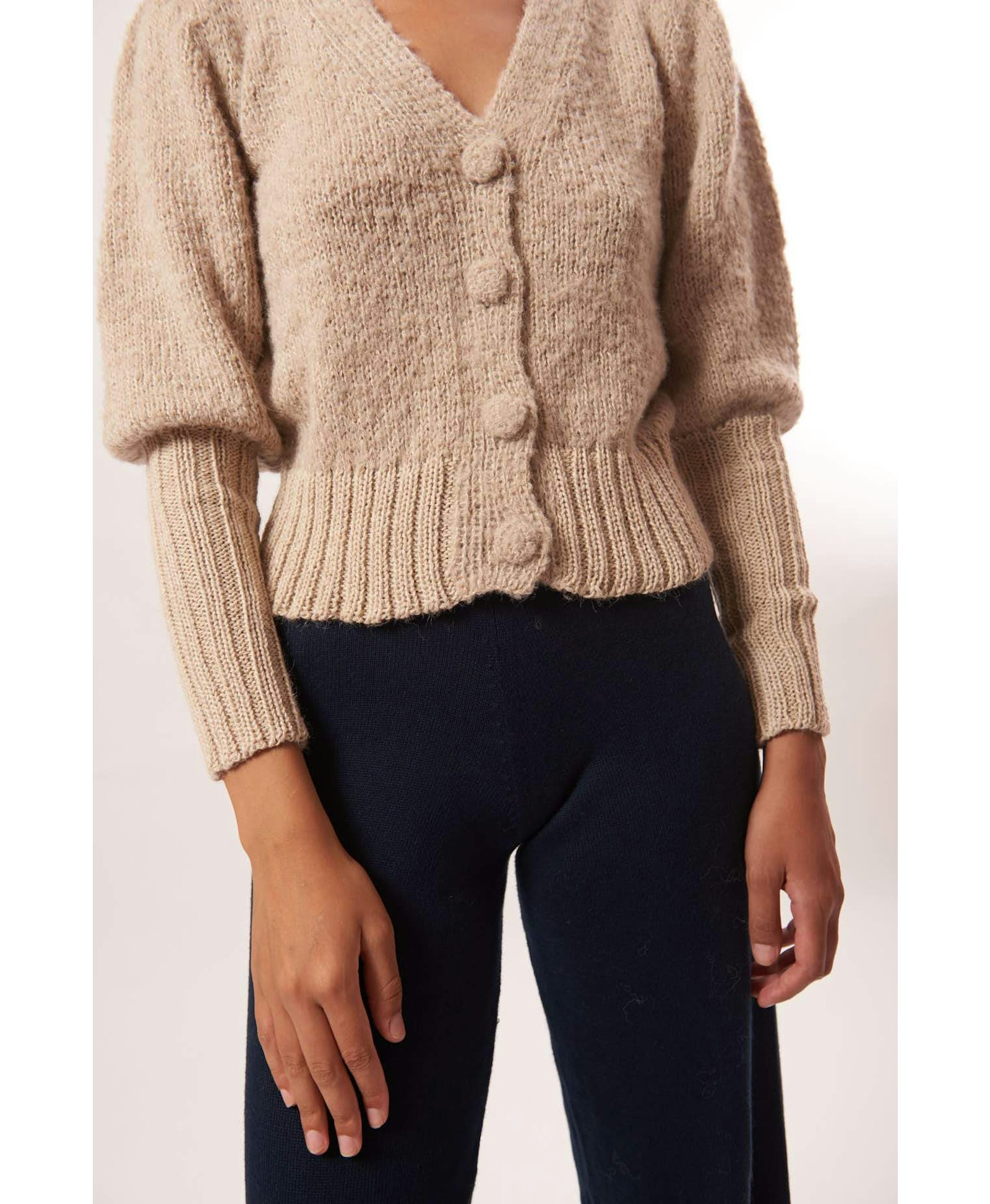 MORINGA Cardigan in Beige made by AYNI