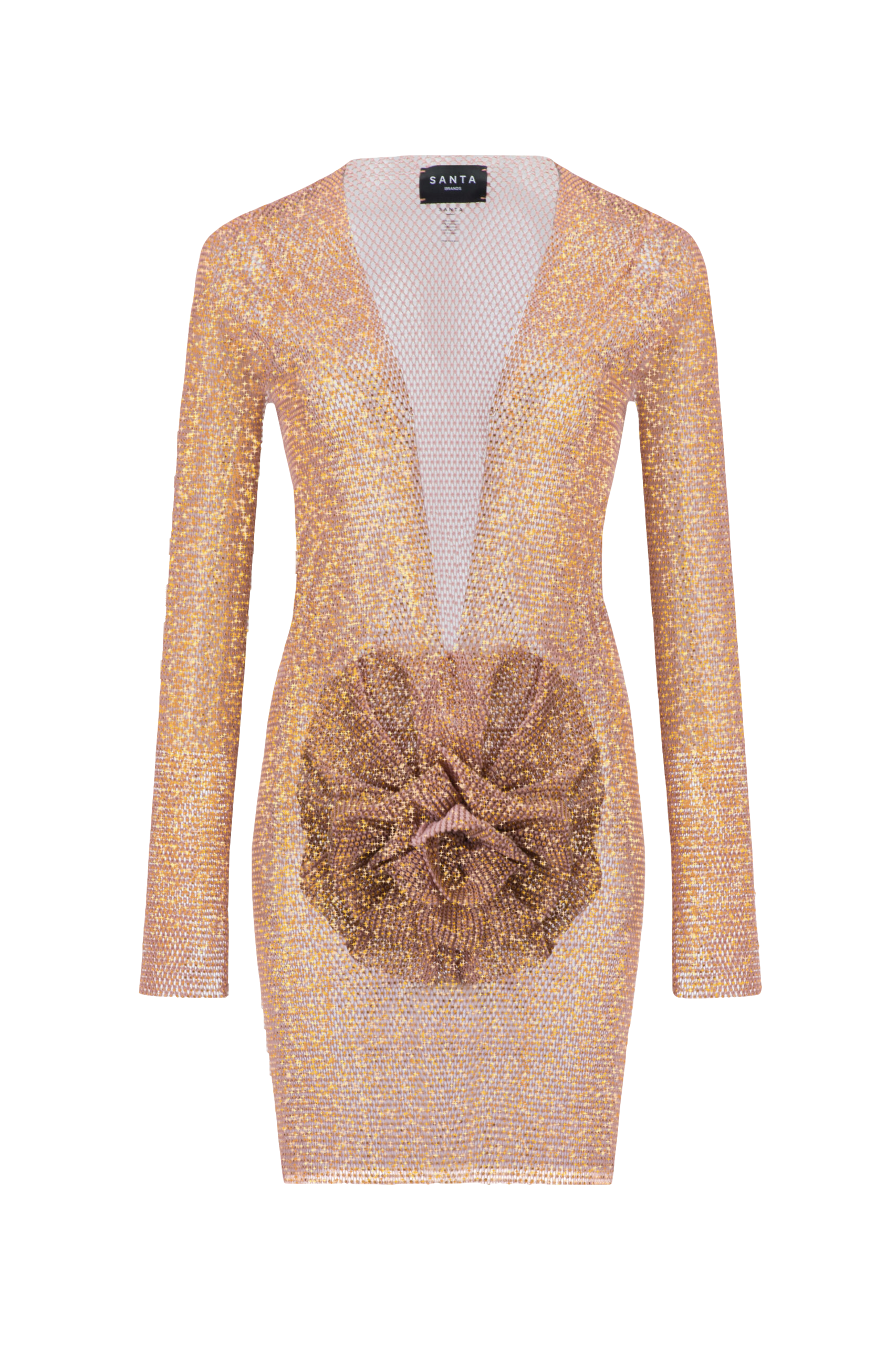 Shop Sparkle Beige Mini Dress with Flower from Santa Brands at