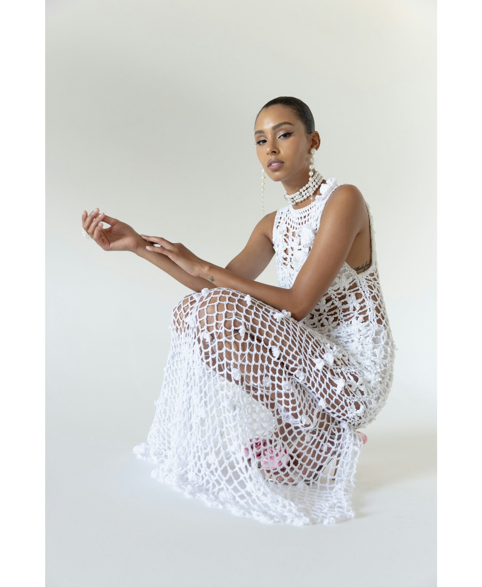 White Vanilla Handmade Maxi Crochet Dress made by ANDREEVA