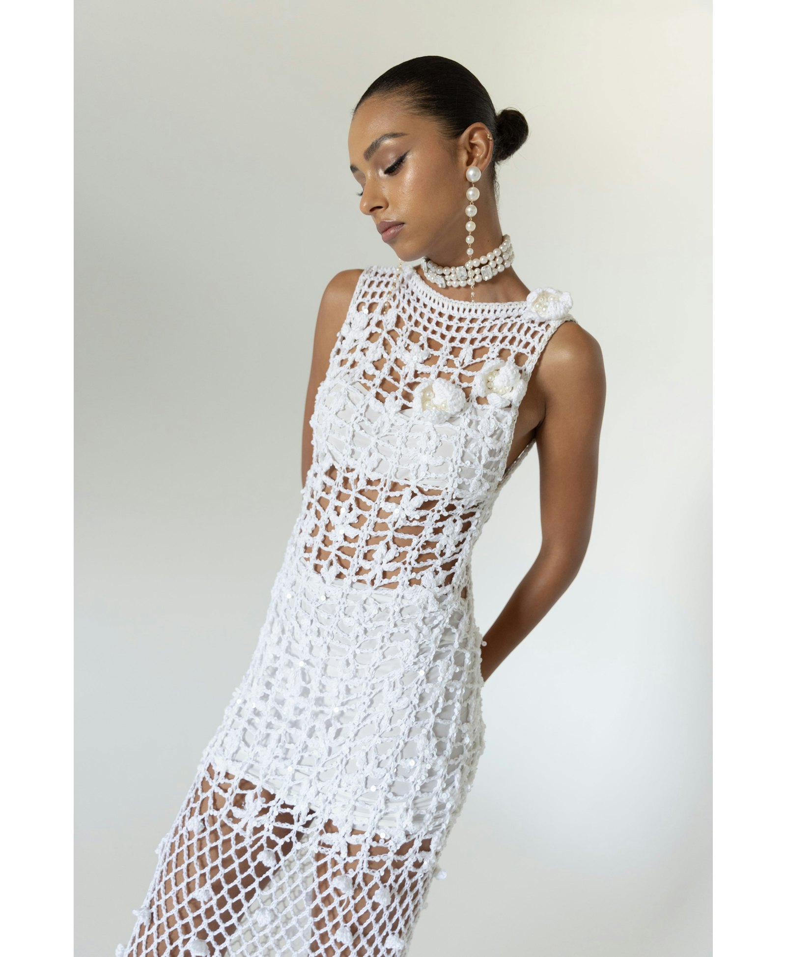 White Vanilla Handmade Maxi Crochet Dress made by ANDREEVA
