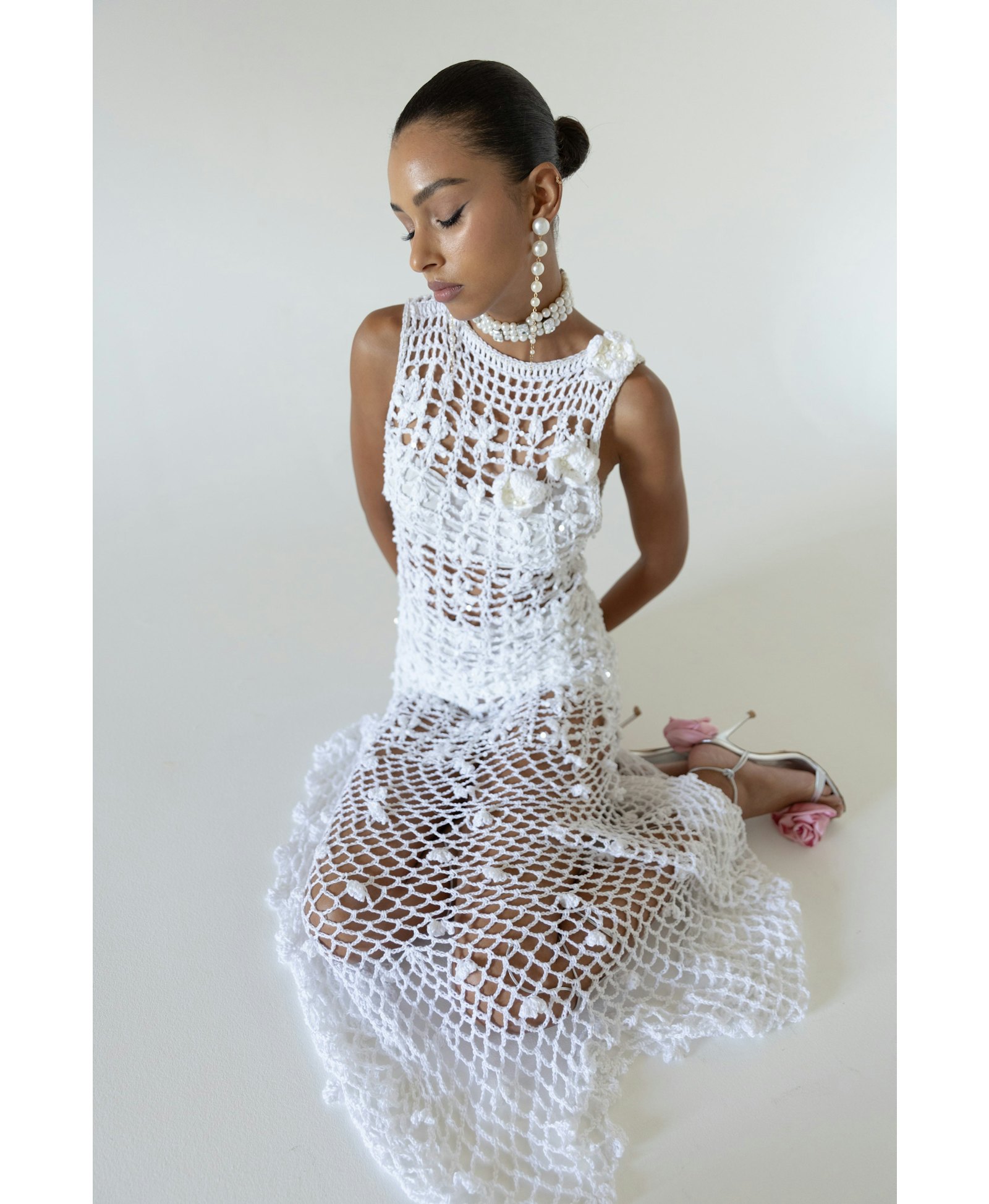 White Vanilla Handmade Maxi Crochet Dress made by ANDREEVA