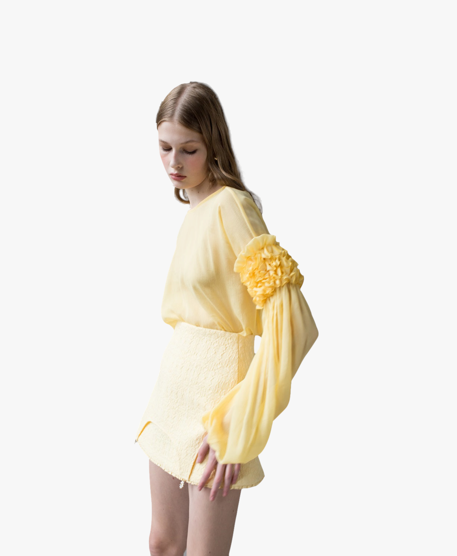 Yellow Ruffled Blouse in Yellow made by Guranda