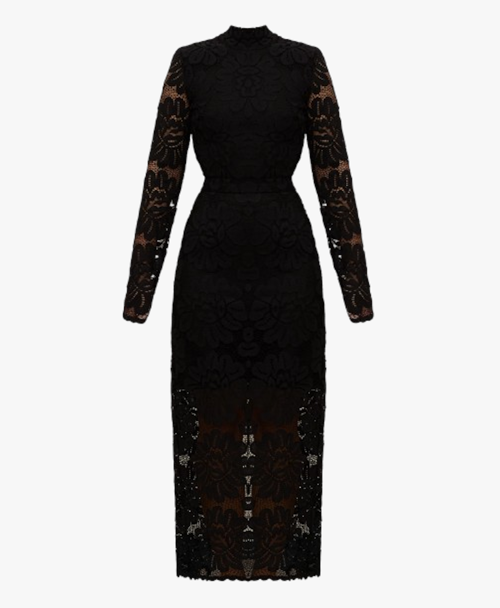 ELENA black floral lace midi dress with open back made by UNDRESS