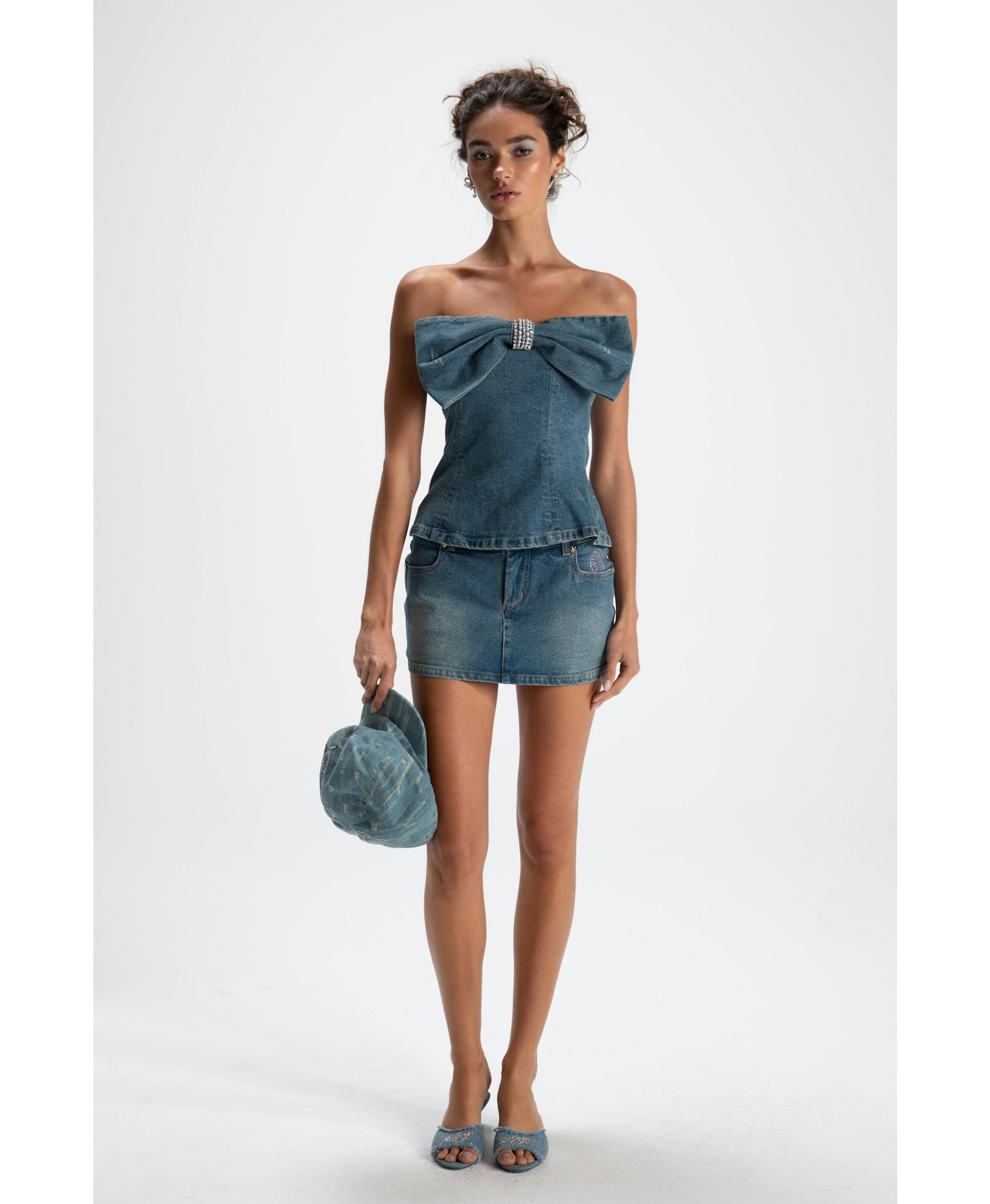 Kate Denim Tube Top in Blue made by Nana Jacqueline