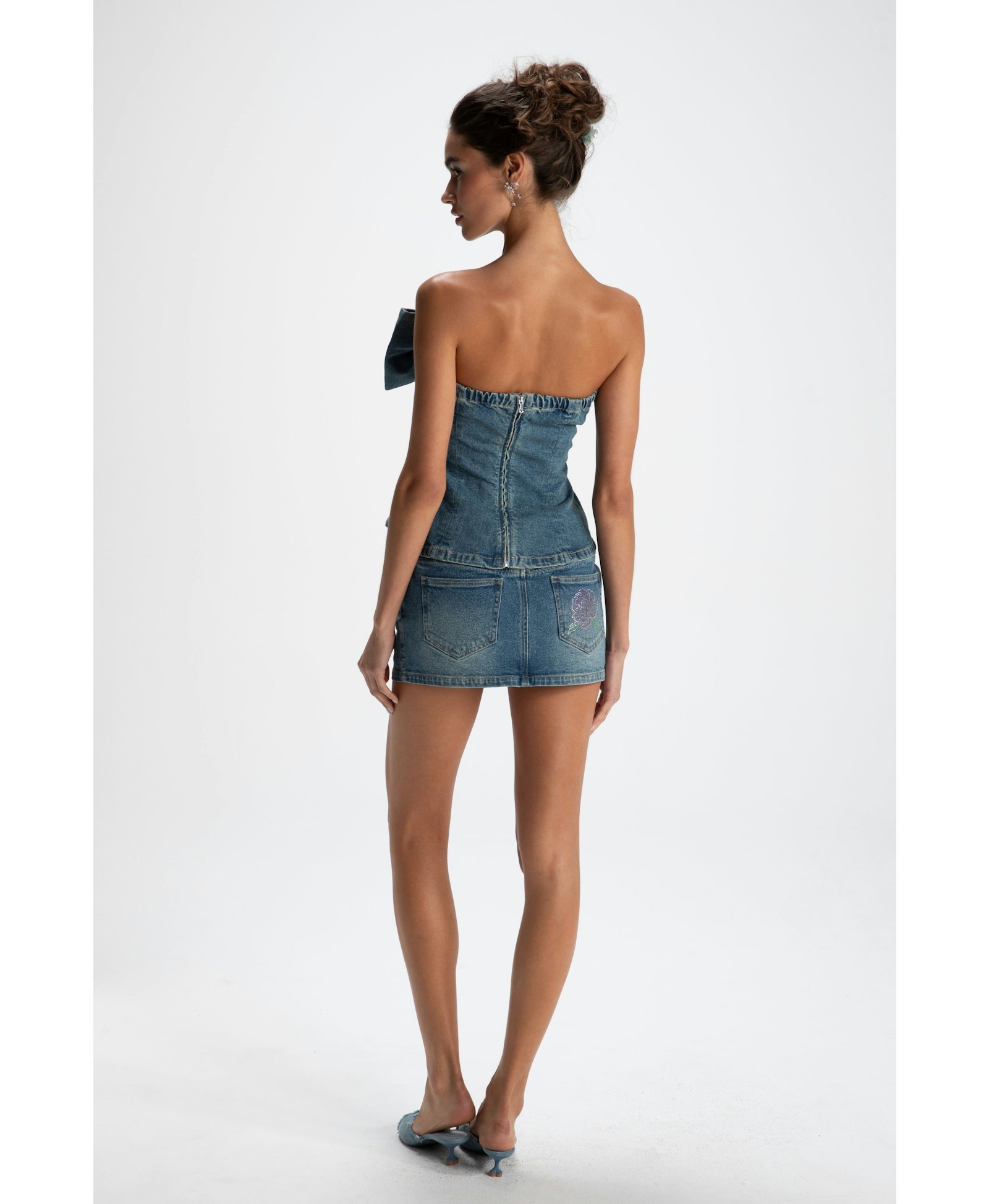 Kate Denim Tube Top in Blue made by Nana Jacqueline