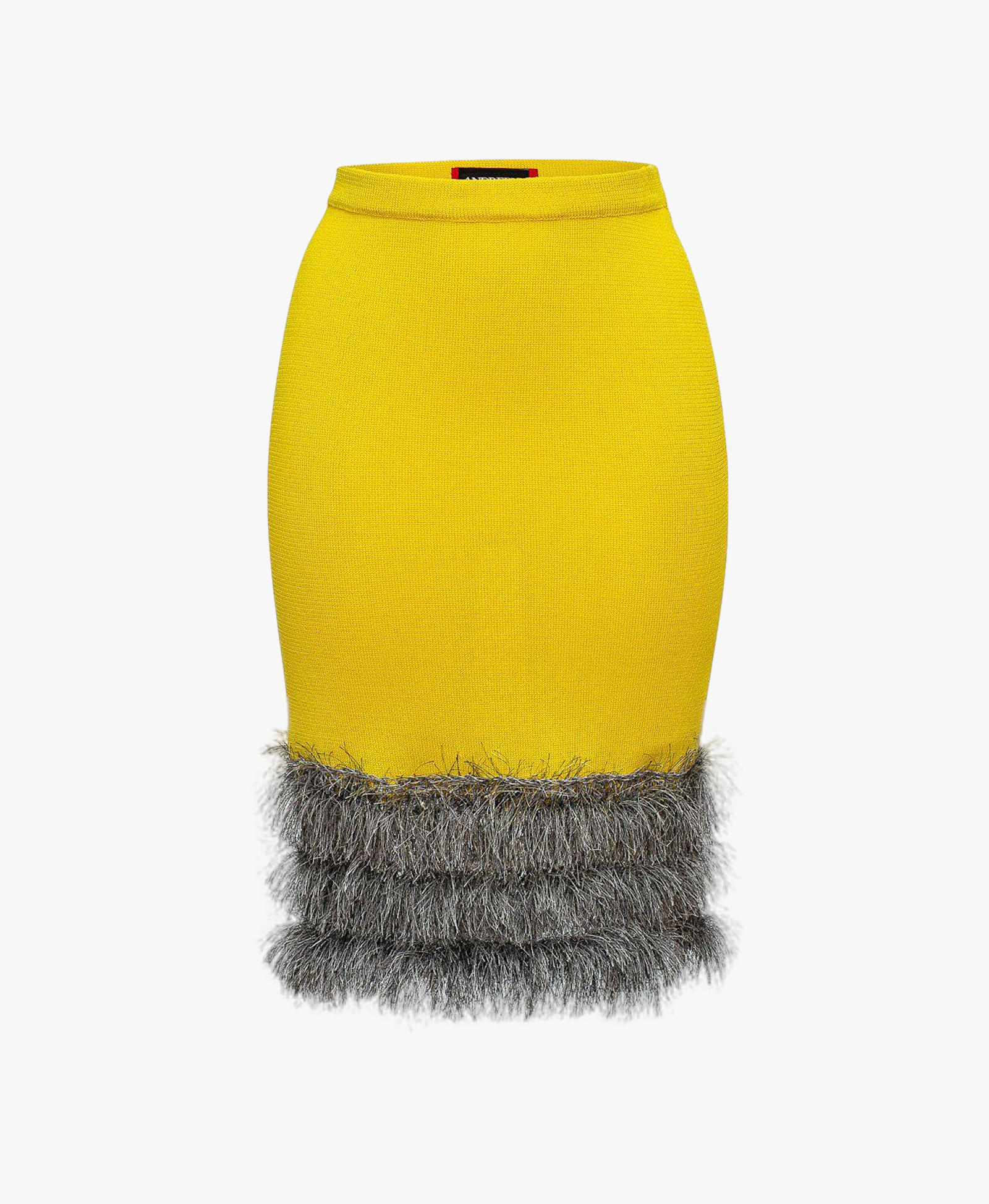 Yellow knit skirt with handmade knit details made by ANDREEVA