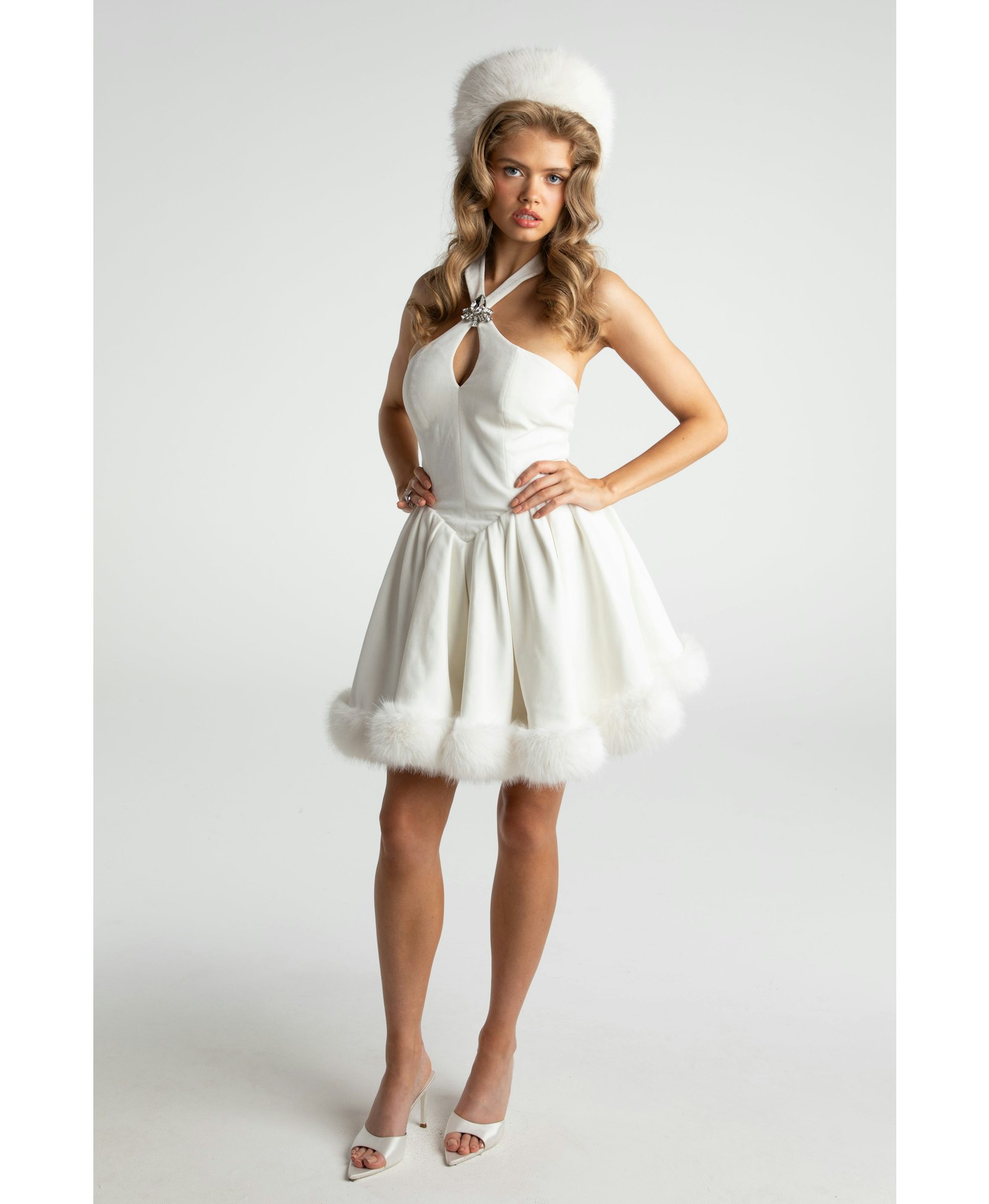 Juliet Velvet Halter Dress (White) made by Nana Jacqueline