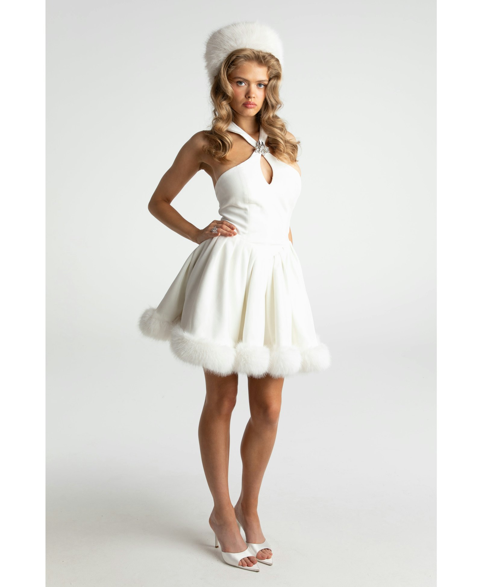 Juliet Velvet Halter Dress (White) made by Nana Jacqueline