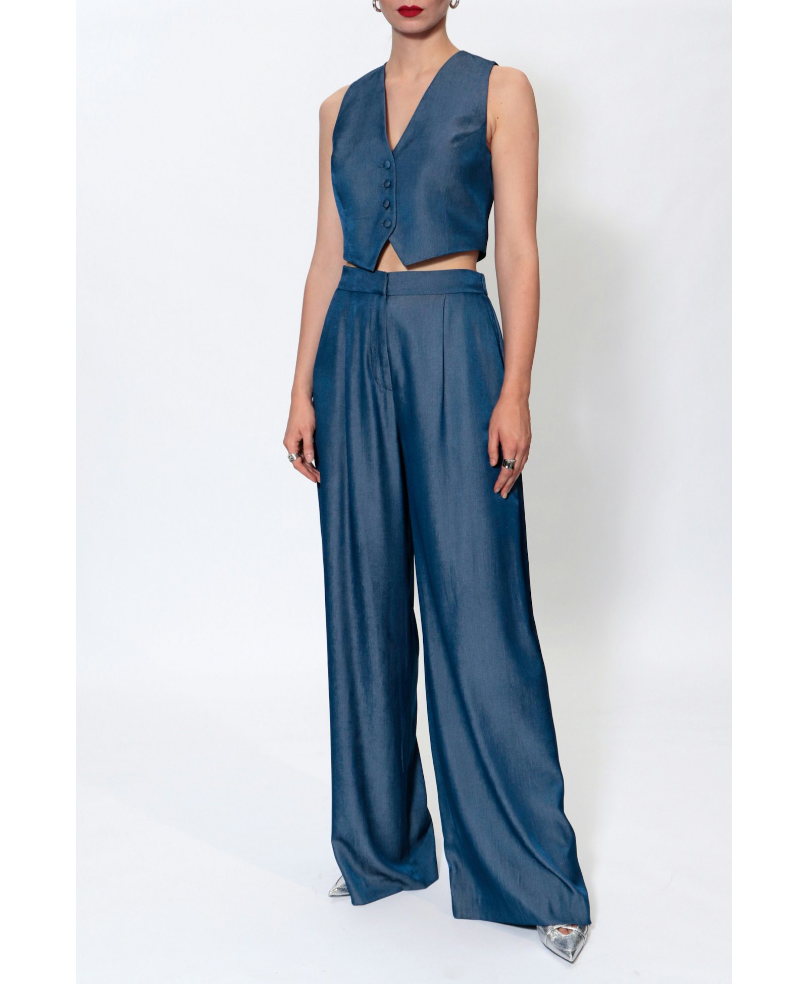 Vest Sylvia Navy Denim made by HALEWSKI