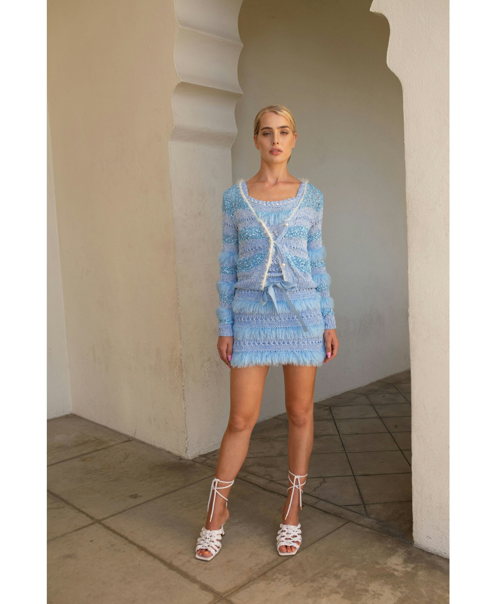 Blue Handmade Knit Top made by ANDREEVA