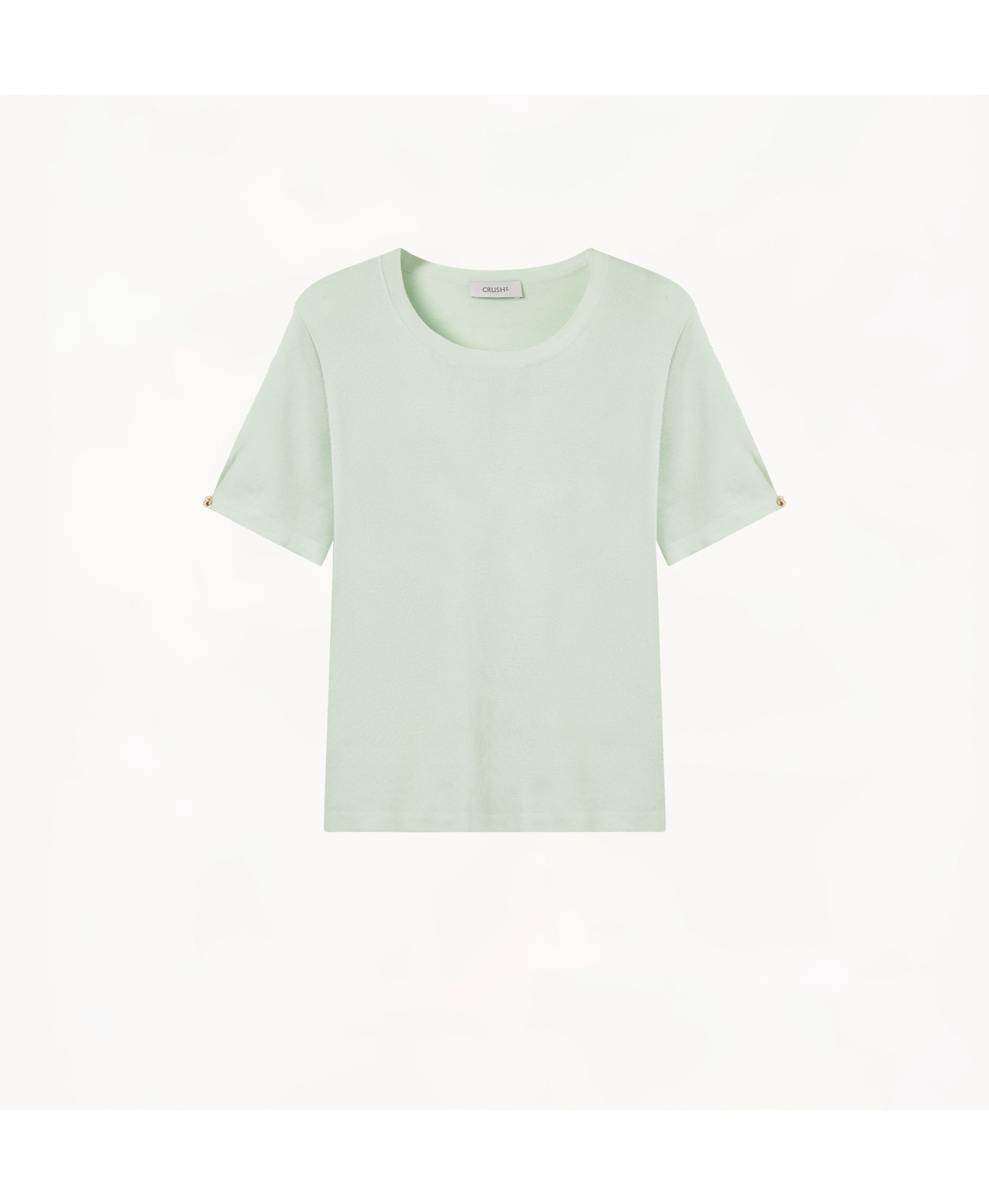 SILK CASHMERE CABLE-KNIT CREWNECK TOP in Green made by CRUSH Collection
