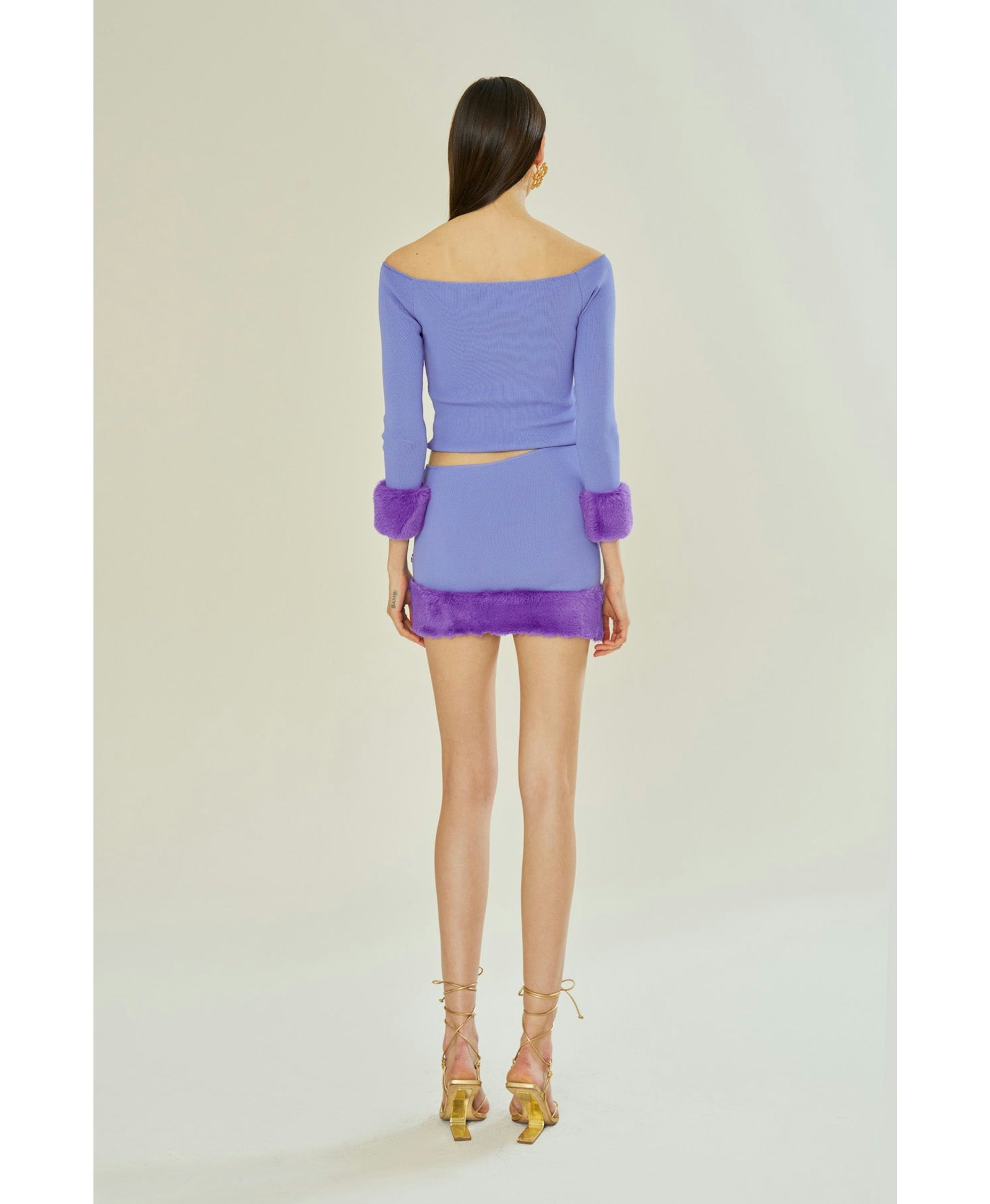 Plum Cascade Fur-Trimmed Top made by Declara