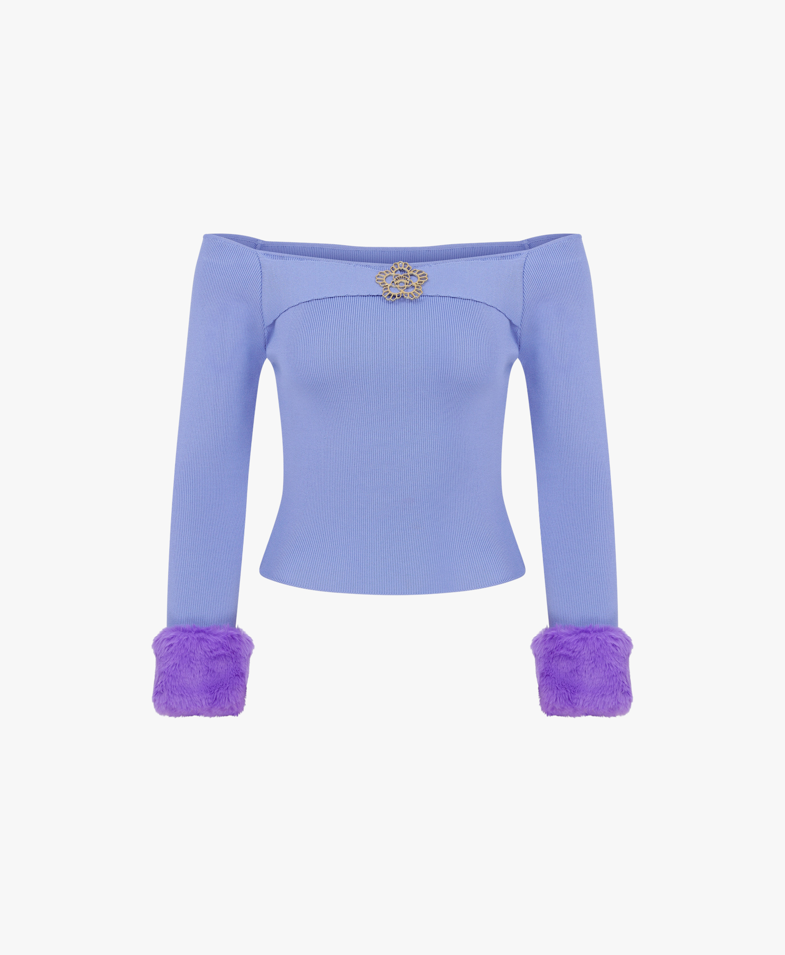 Plum Cascade Fur-Trimmed Top made by Declara
