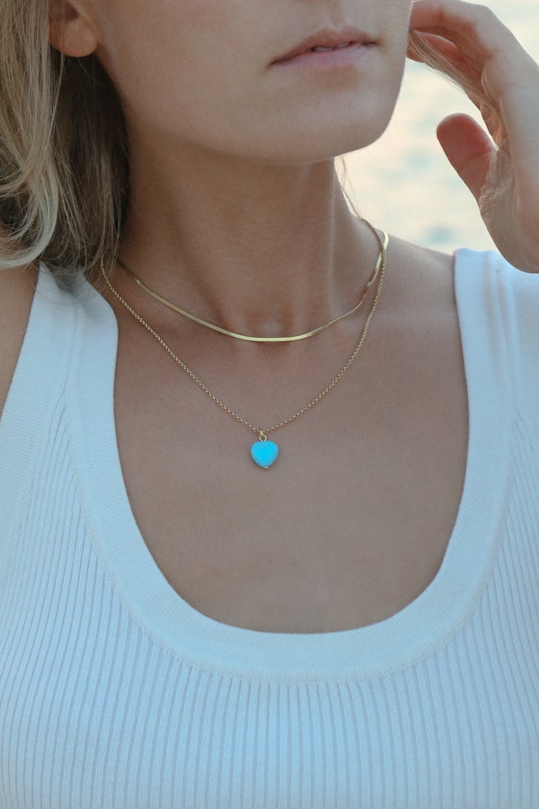 Alesya  Orlóva Turquoise Heart Necklace In Gold