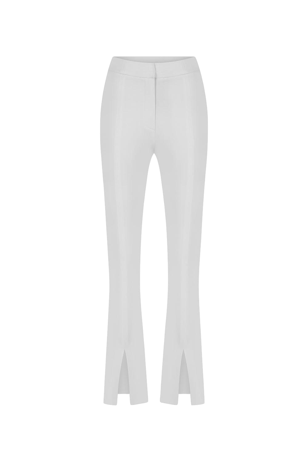 Ila Canis-trousers With Front Slit In White