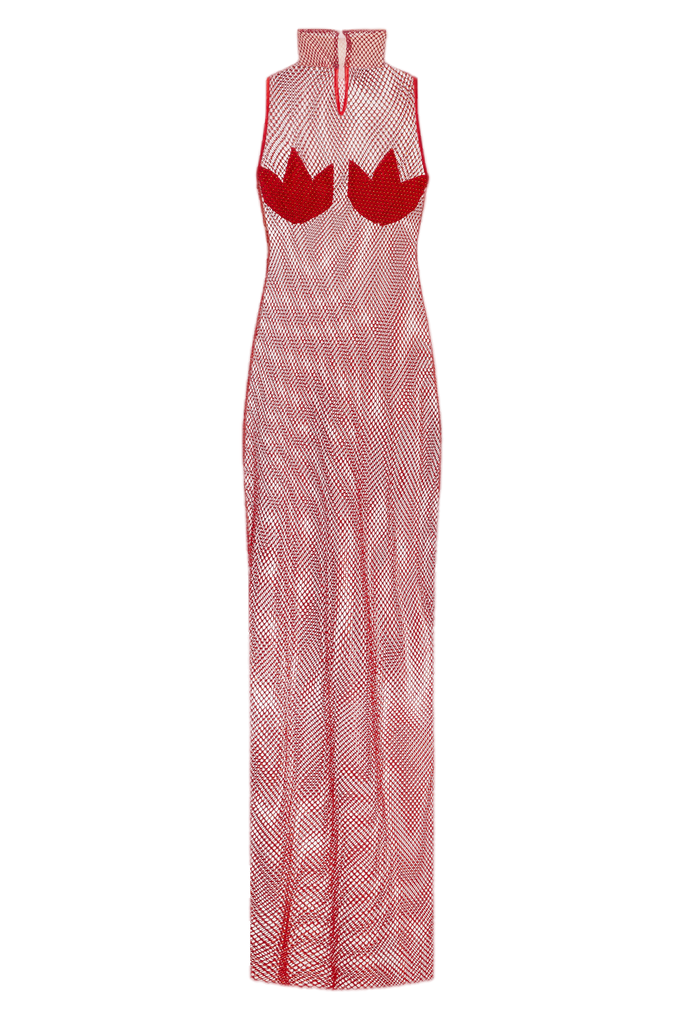 Shop Malva Florea Red Mesh Crystal Maxi Dress