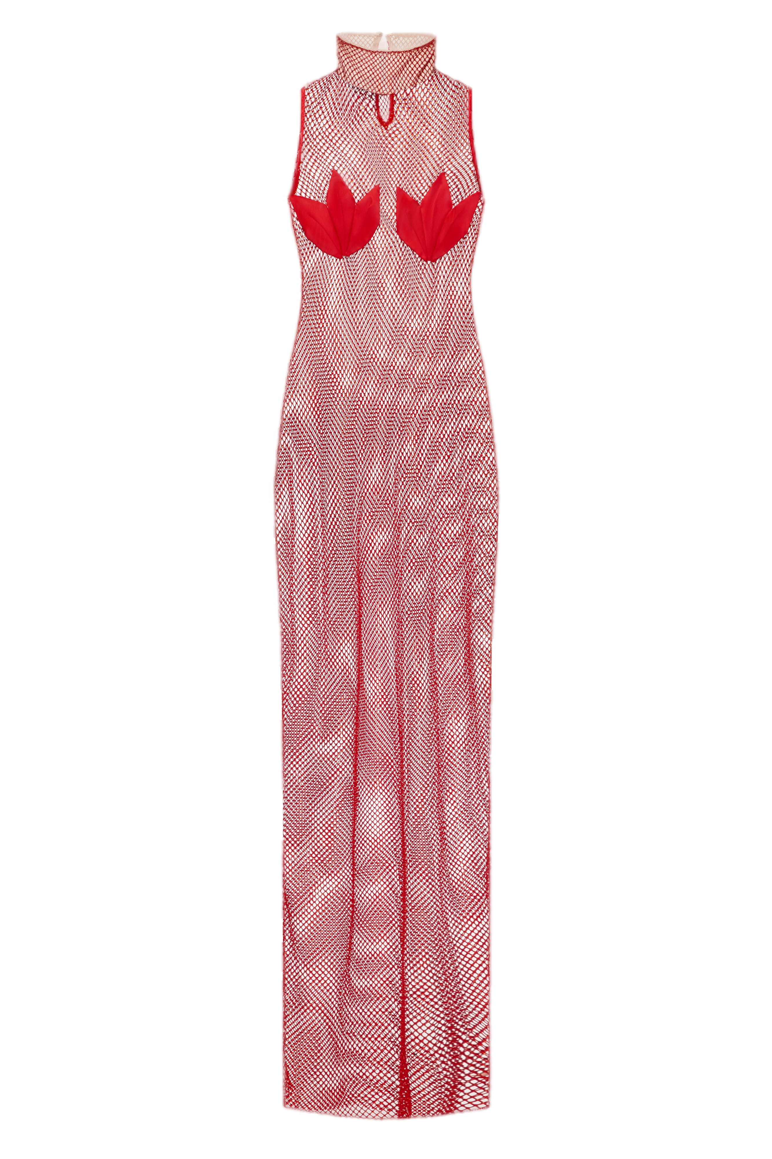 Malva Florea Red Mesh Crystal Maxi Dress