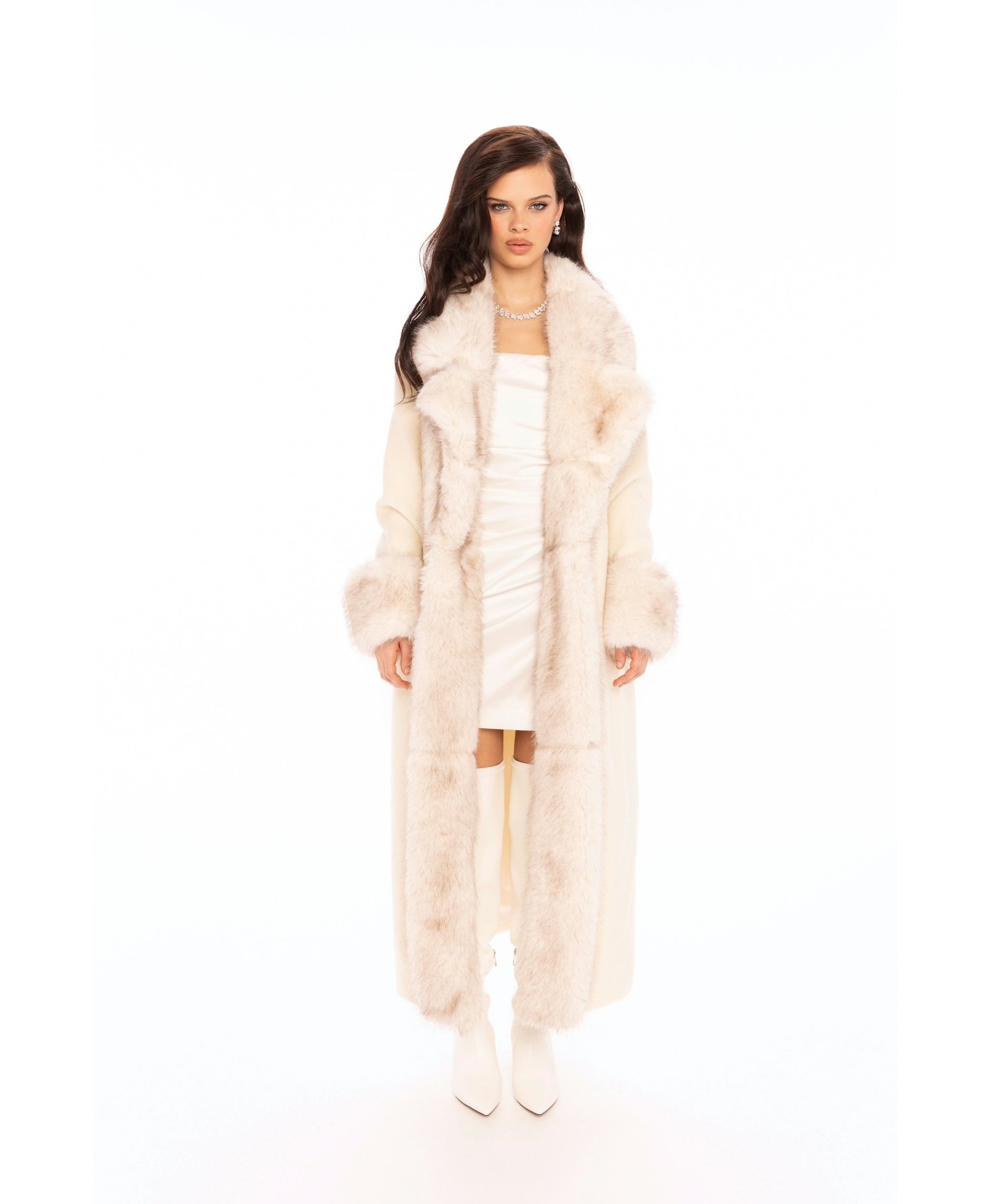 Adriana Faux Fur Coat (Off-white) made by Nana Jacqueline