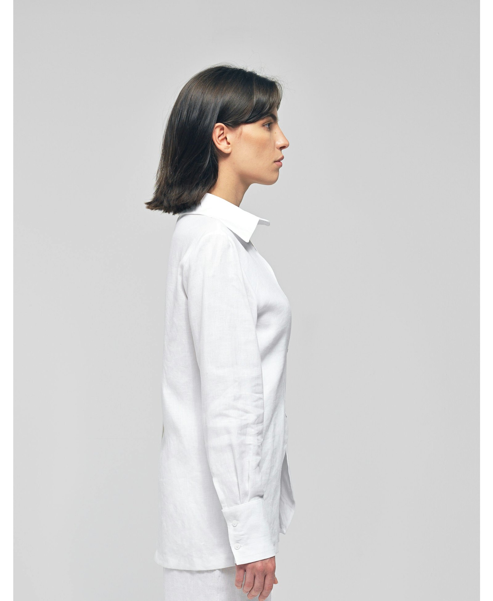 KATNISS White Linen Wavy Collared Shirt made by MAET