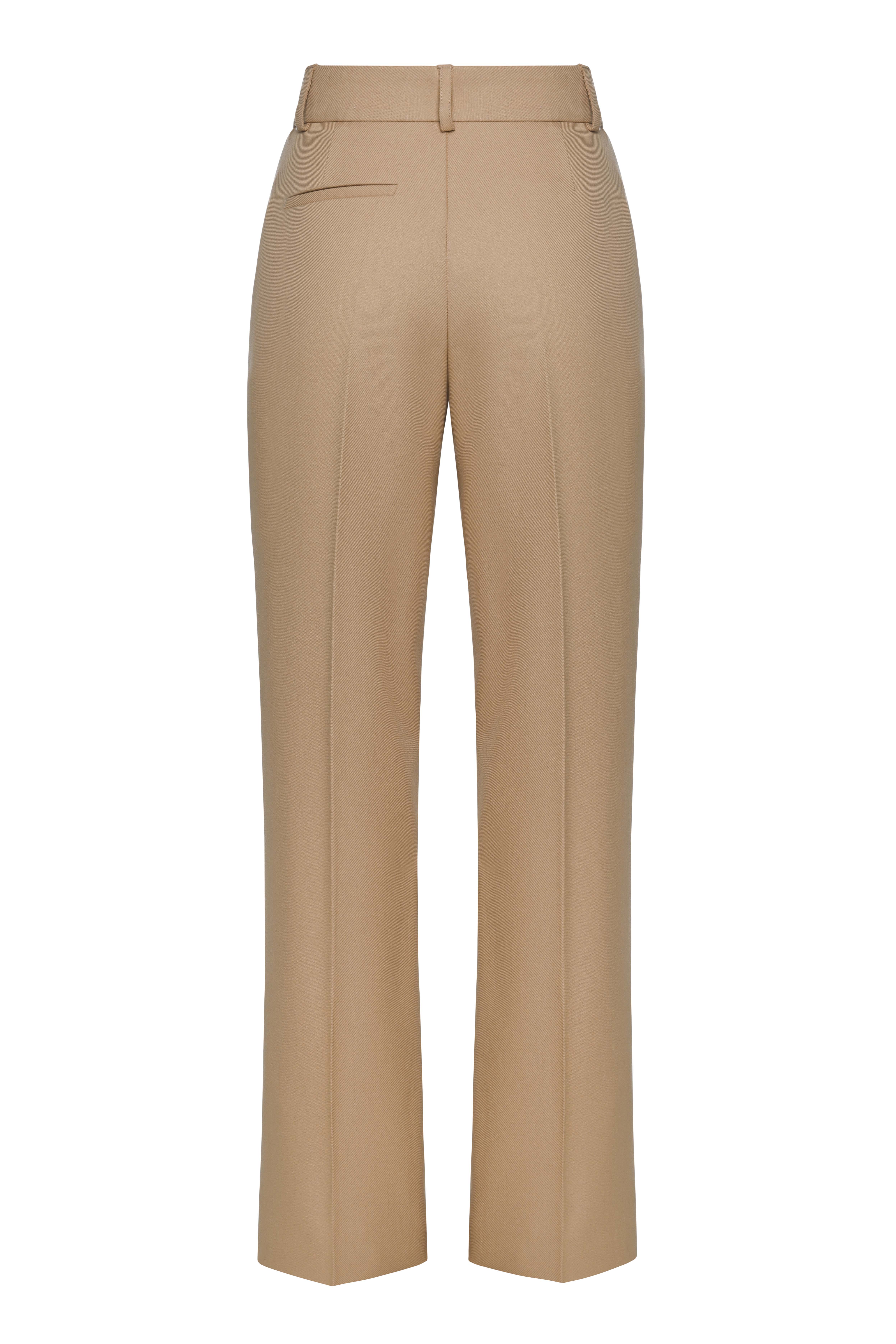 Shop Maria Kokhia Classic Straight Leg Trousers In Beige