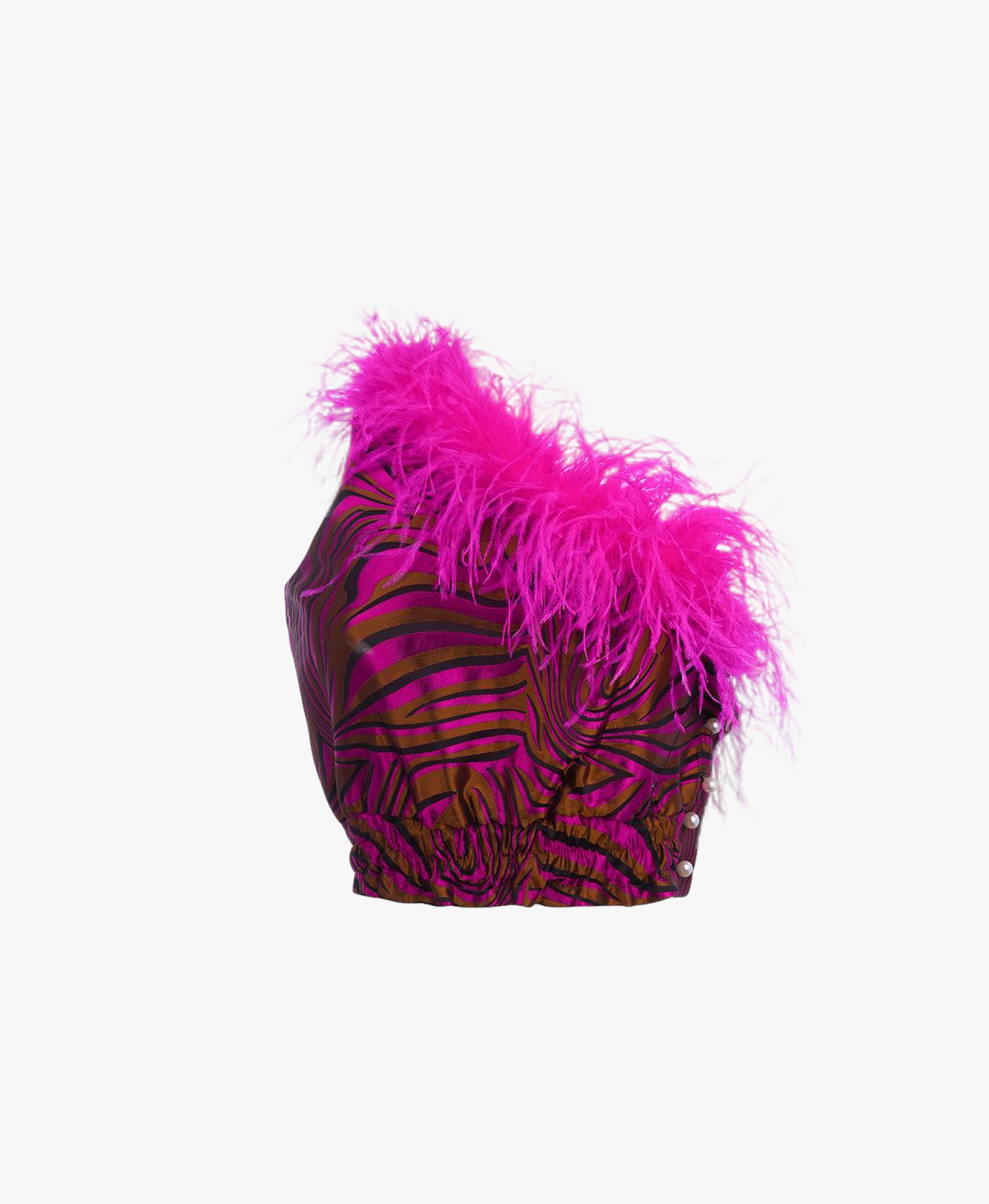 Raspberry Marilyn Top With Feathers Details made by ANDREEVA