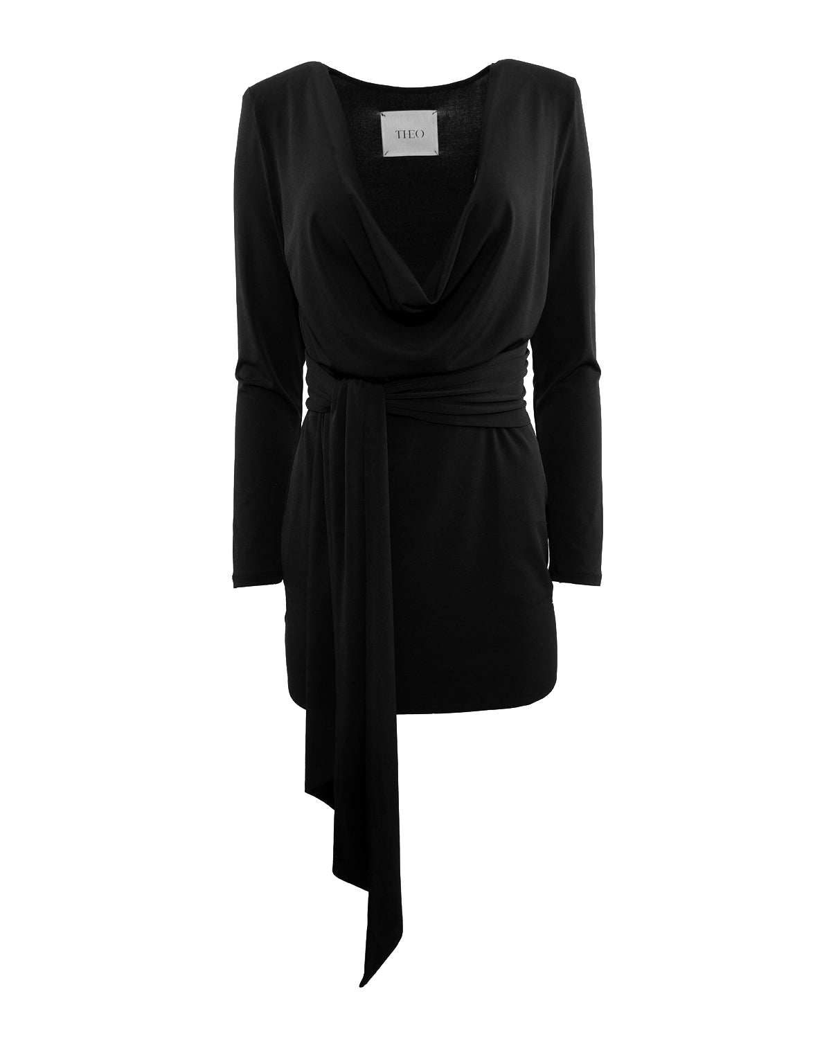 Shop Theo The Label Kallisto Draped Front Dress In Black