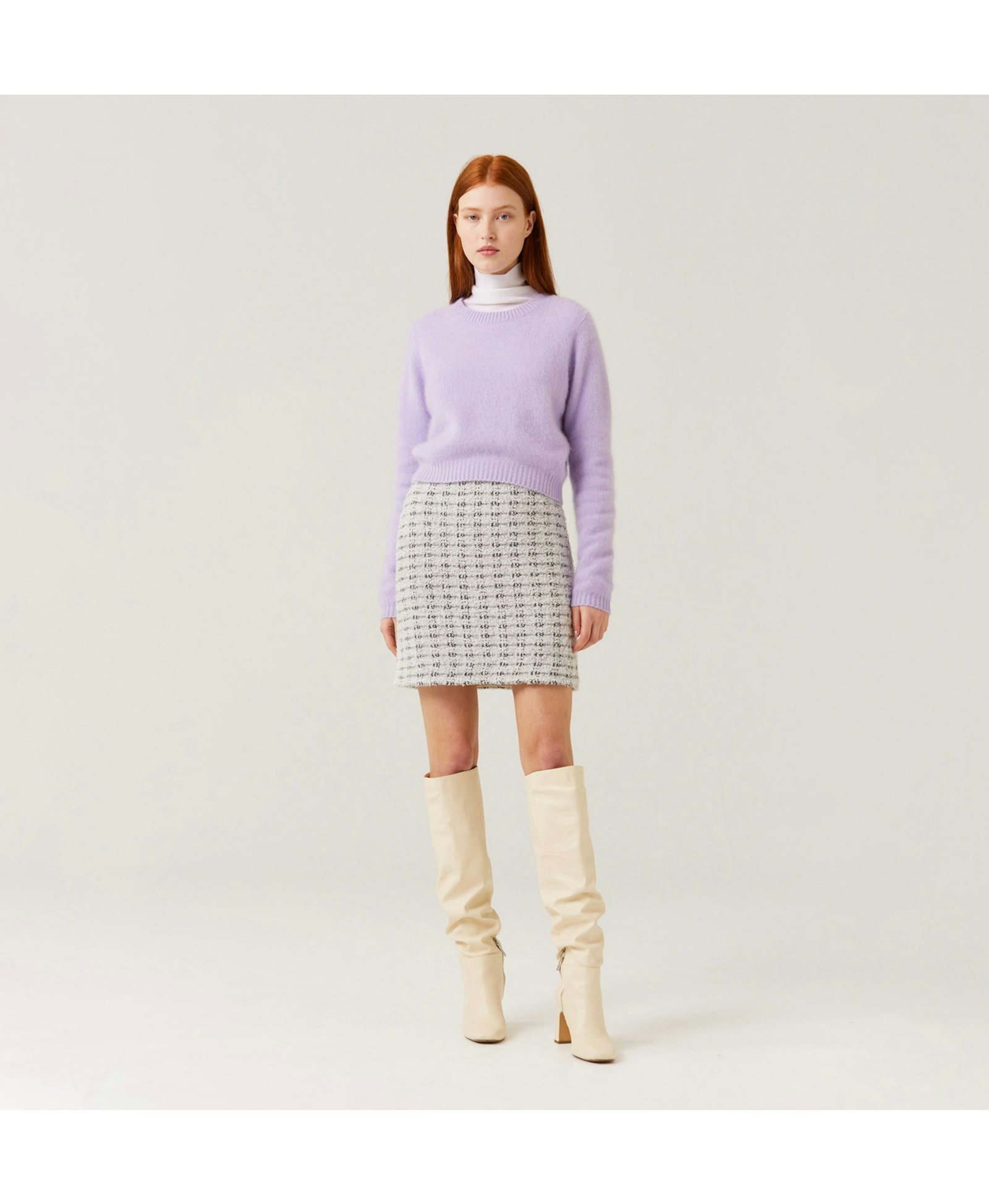 FLUFFY CASHMERE CREWNECK SWEATER in Purple made by CRUSH Collection