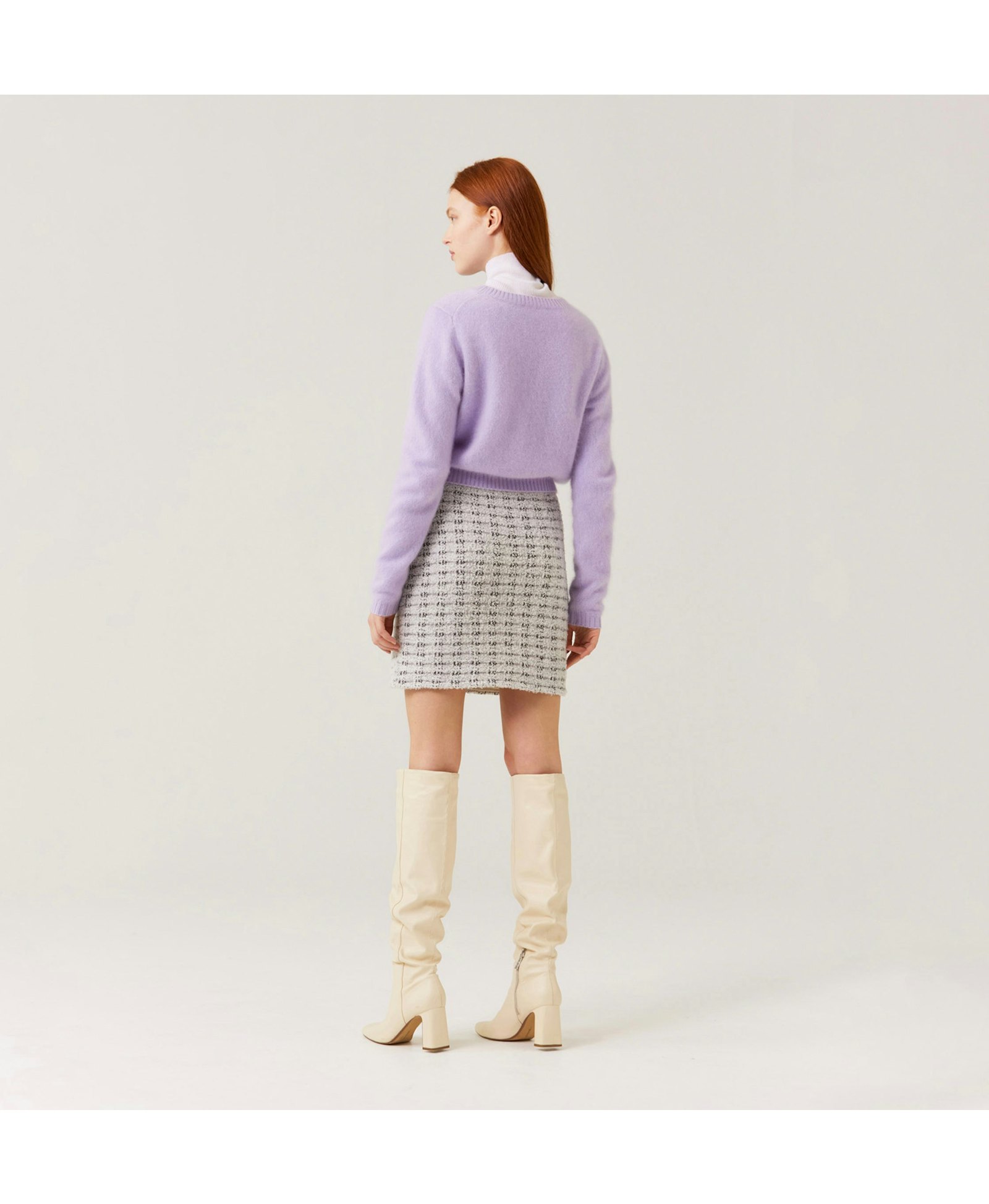 FLUFFY CASHMERE CREWNECK SWEATER in Purple made by CRUSH Collection