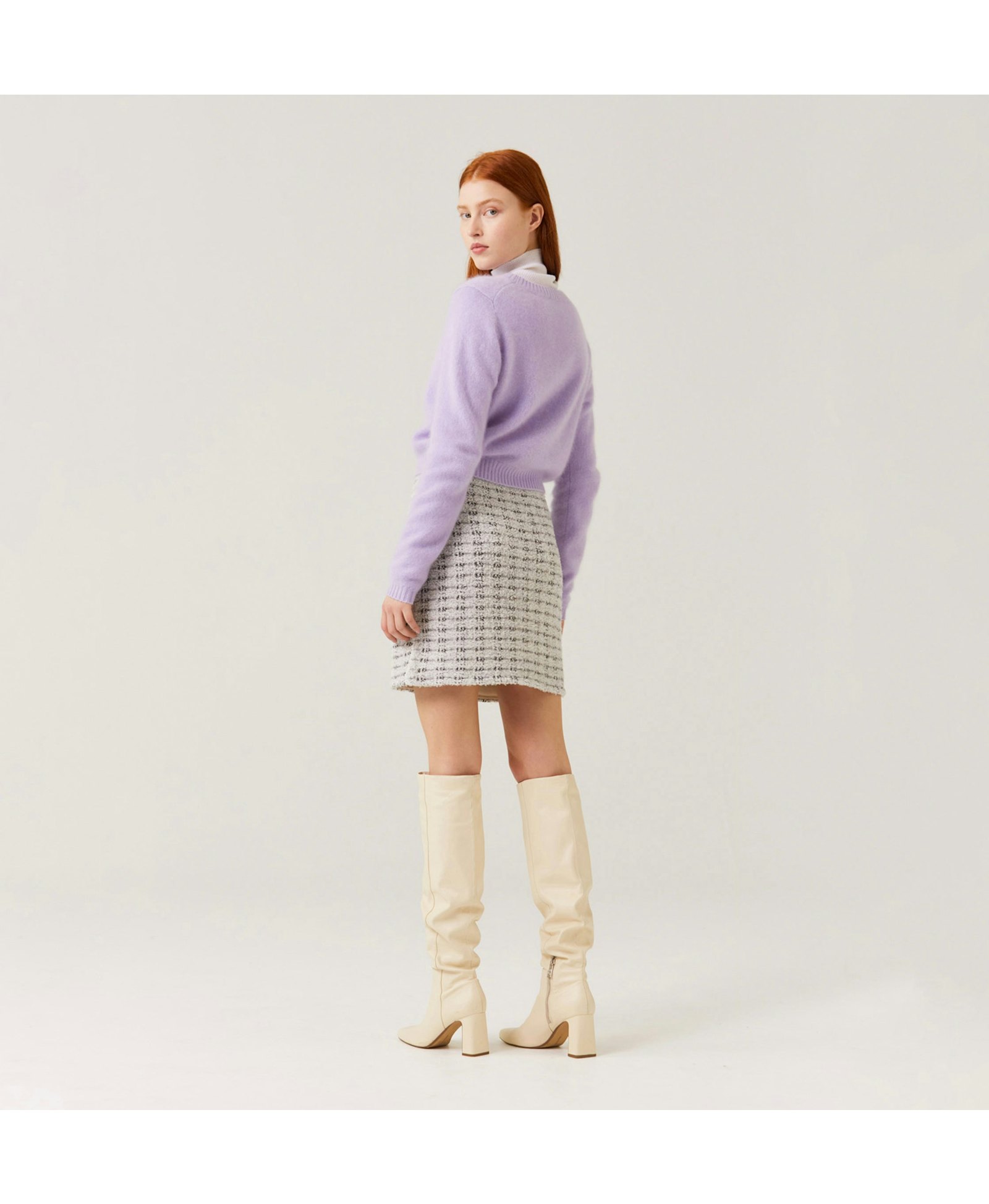 FLUFFY CASHMERE CREWNECK SWEATER in Purple made by CRUSH Collection