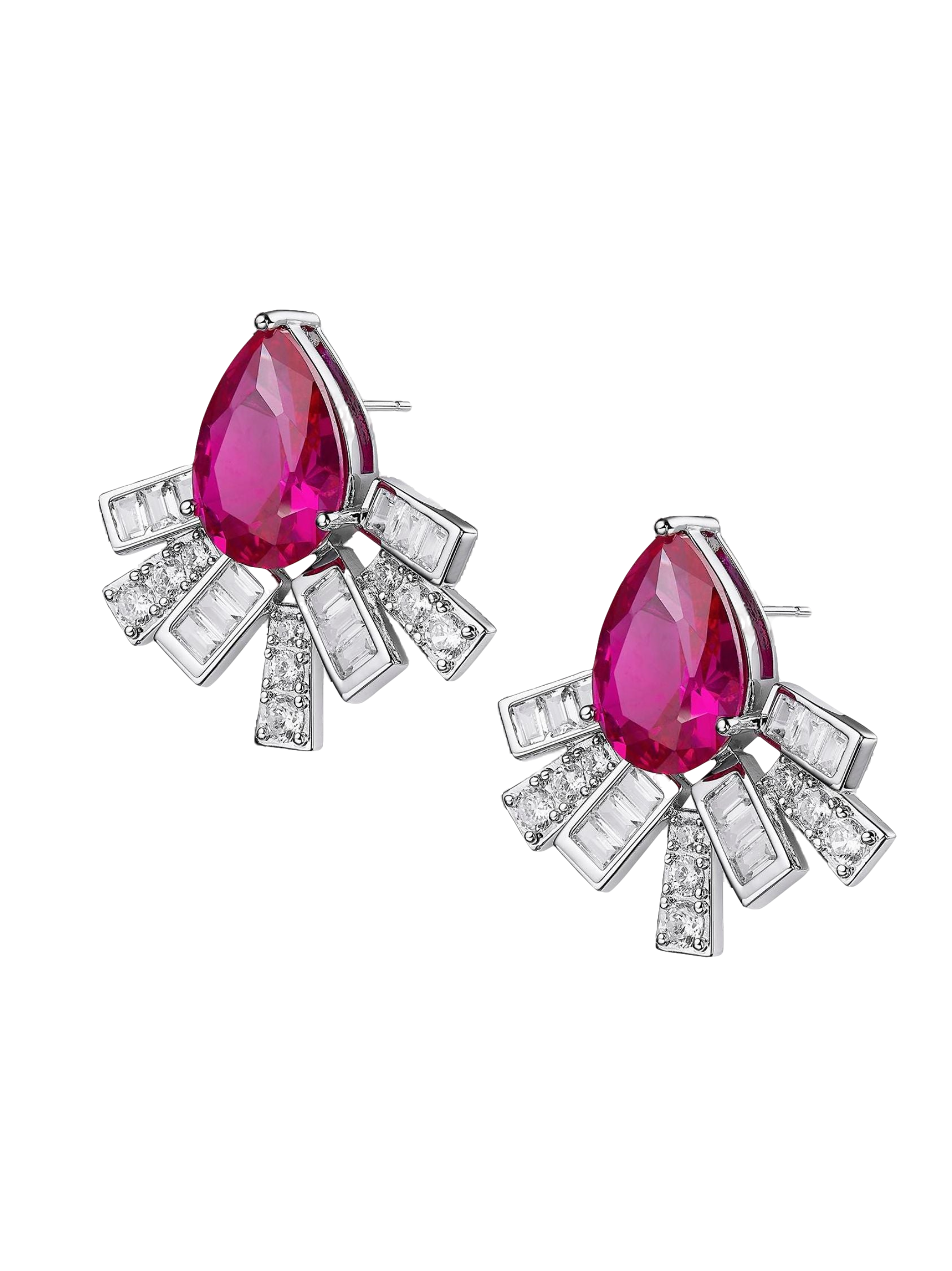 Nana Jacqueline Keira Earrings (pink) In Silver