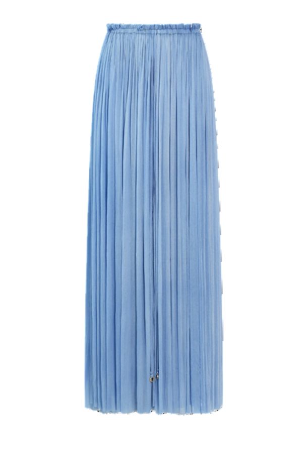 Hanne Bloch Skyblue Silk Tulle Long Skirt In Blue