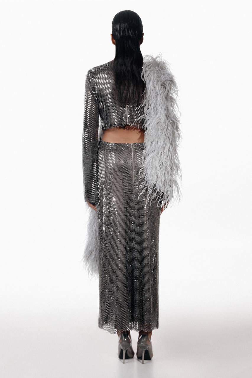 Shop Santa Brands Midi Dress With Feathers And Slit