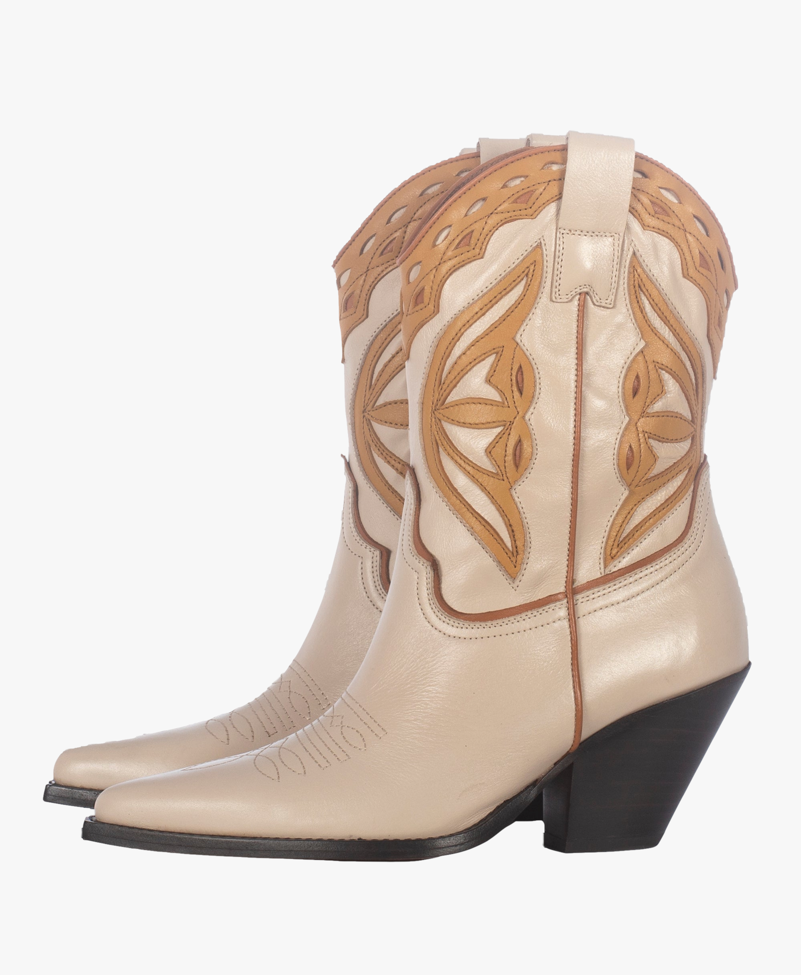 OFF-WHITE LEATHER COWBOY BOOTS in Beige made by Toral